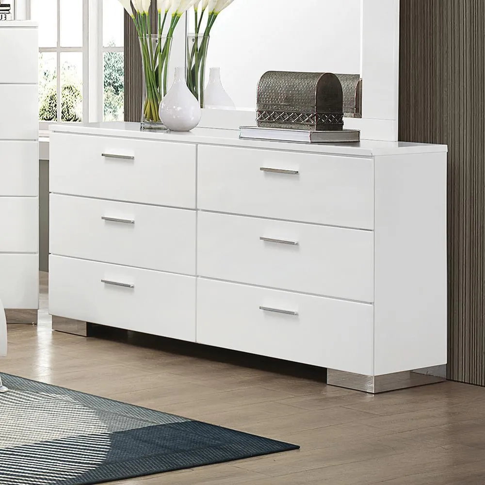Felicity Glossy White 6-Drawer Dresser - Image 2