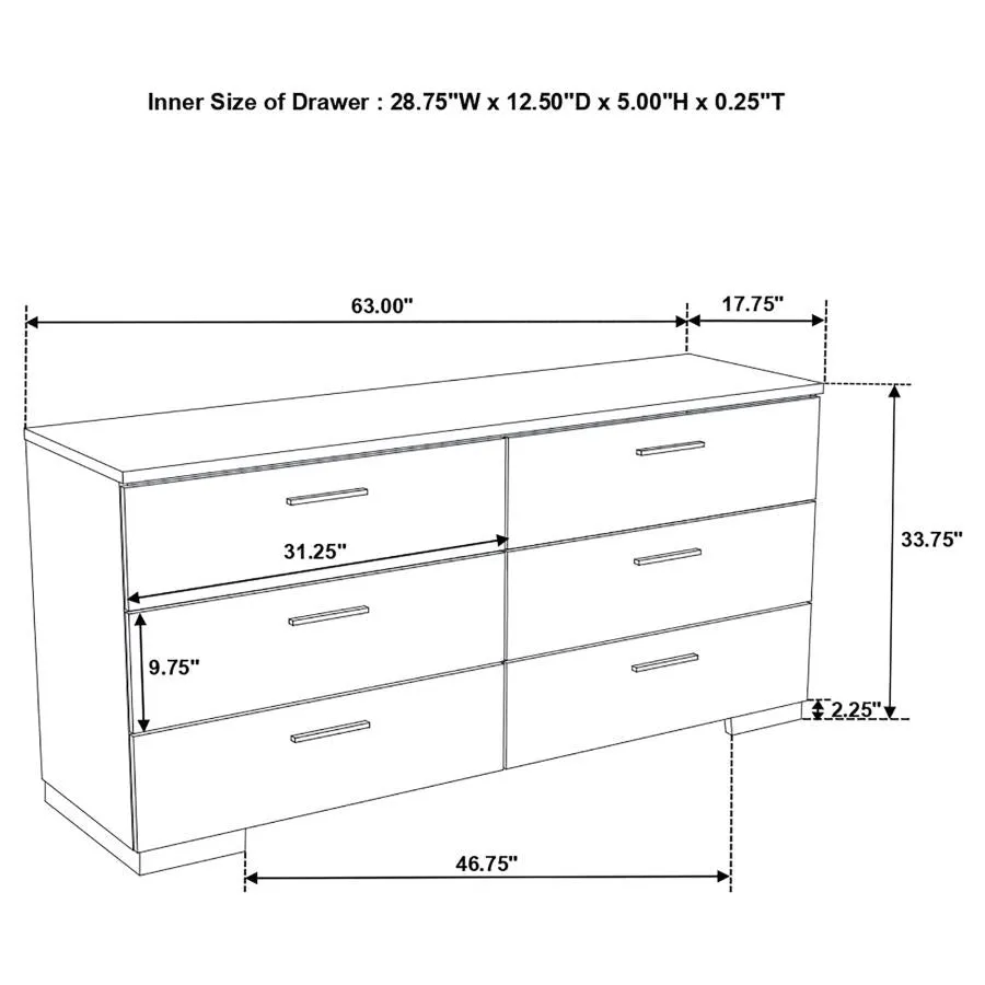 Felicity Glossy White 6-Piece Queen Bedroom Set with Plank Headboard - Image 17