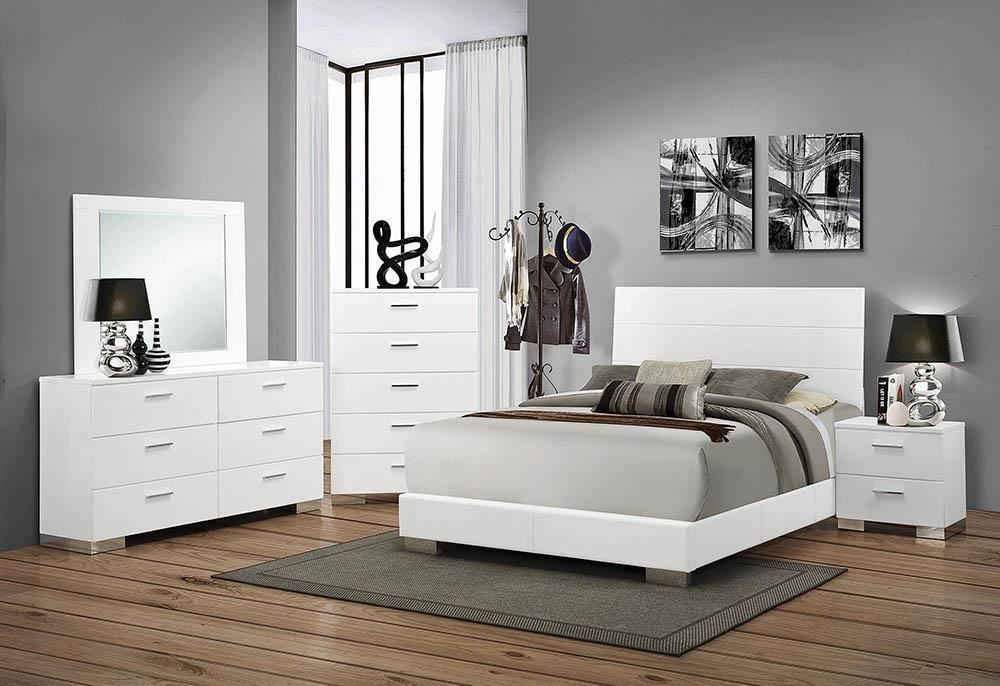 Felicity Glossy White California King Panel Bed - Image 4