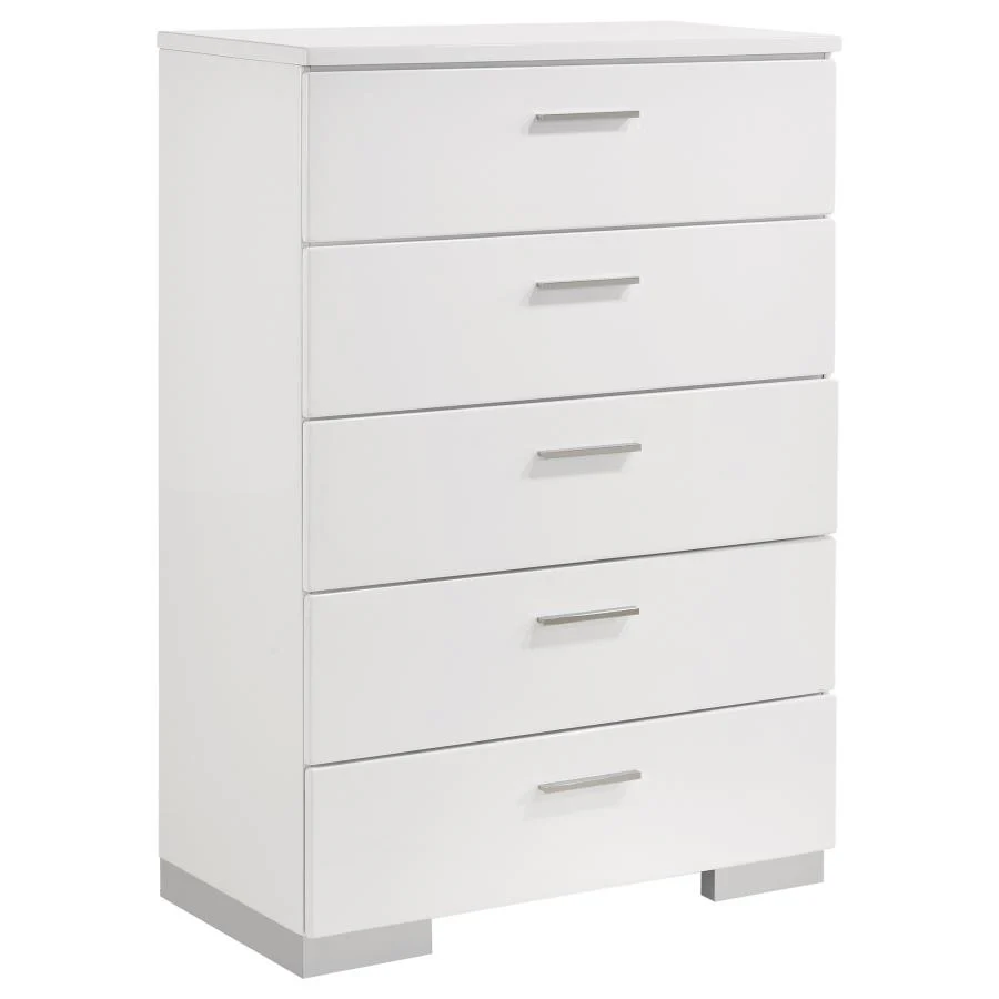 Felicity White High Gloss 5-piece Queen Bedroom Set - Image 11