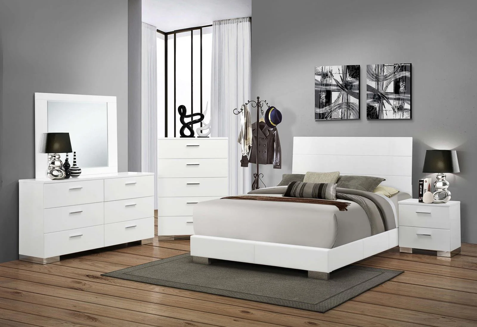 Felicity White High Gloss 6-piece Queen Bedroom Set