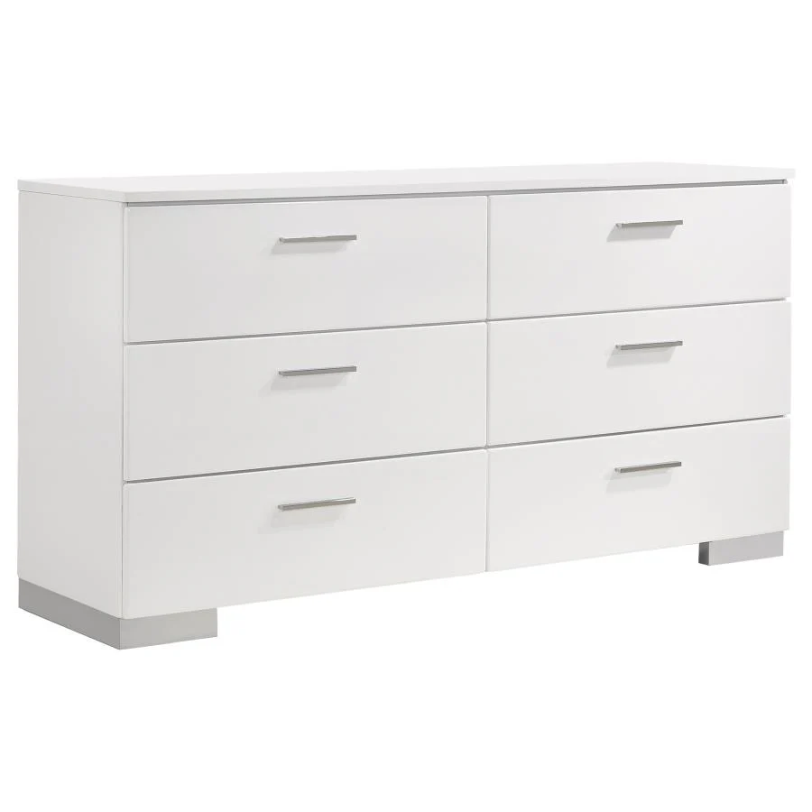 Felicity White High Gloss 6-piece Queen Bedroom Set - Image 6
