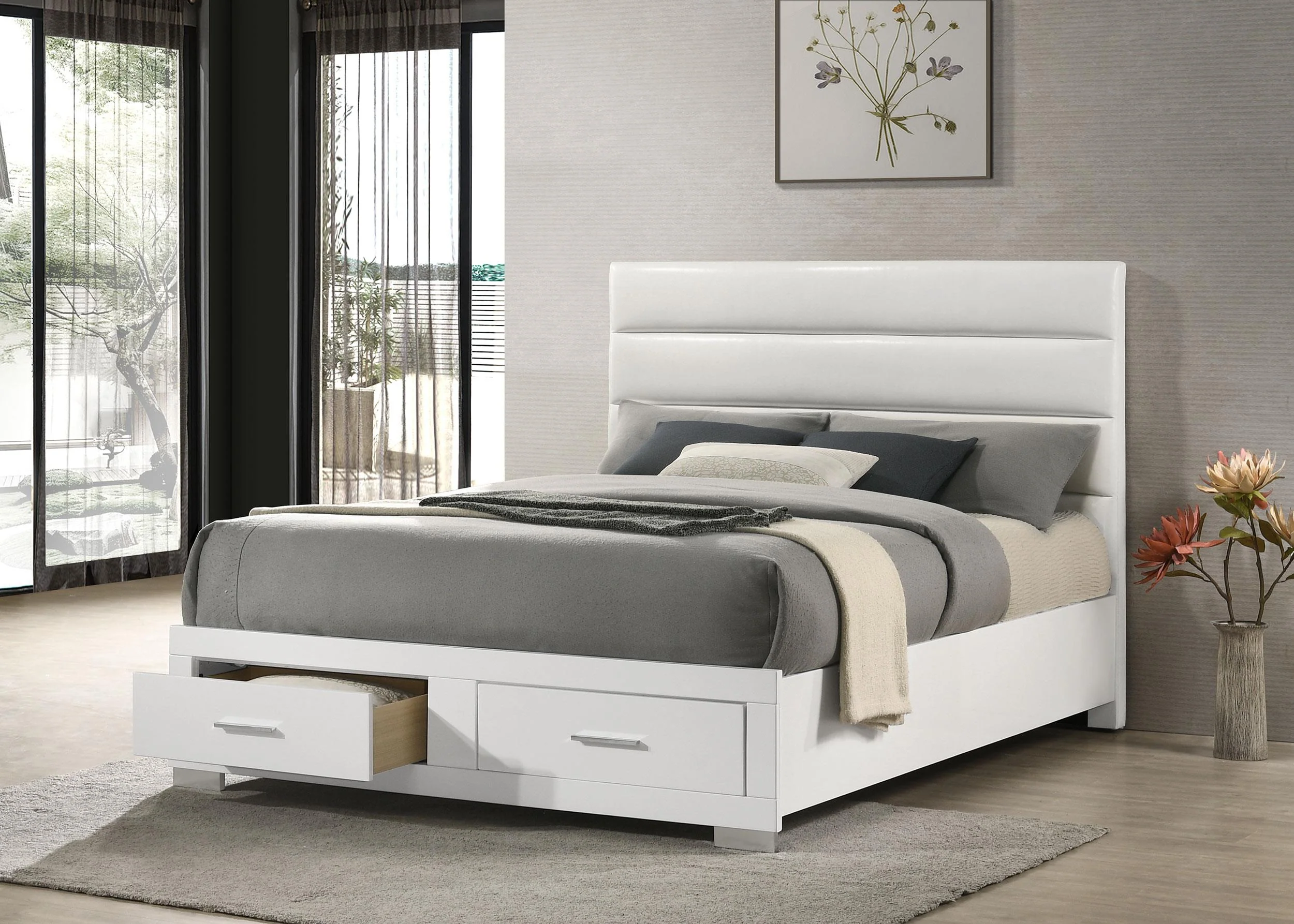 Felicity White High Gloss Eastern King Storage Bed