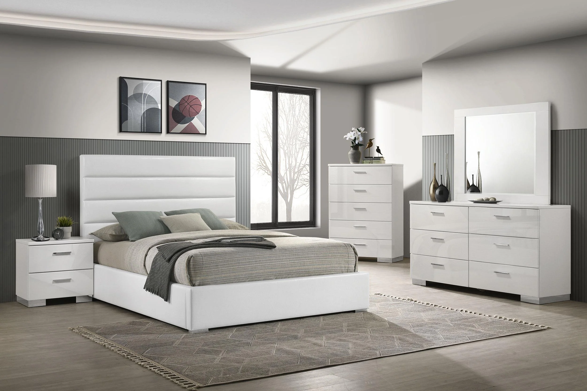 Felicity White Upholstered California King Platform Bed - Image 10