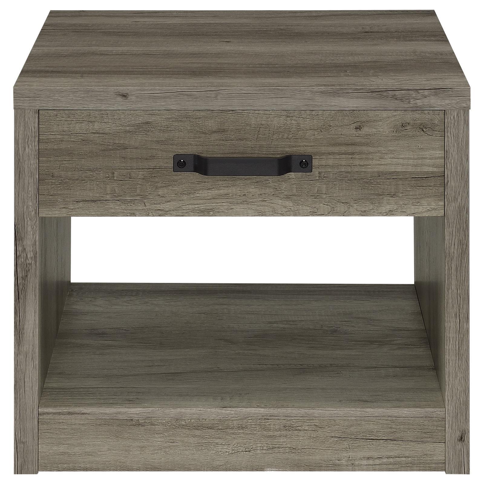 Felix Gray Driftwood 1-drawer Square Engineered Wood End Table - Image 3