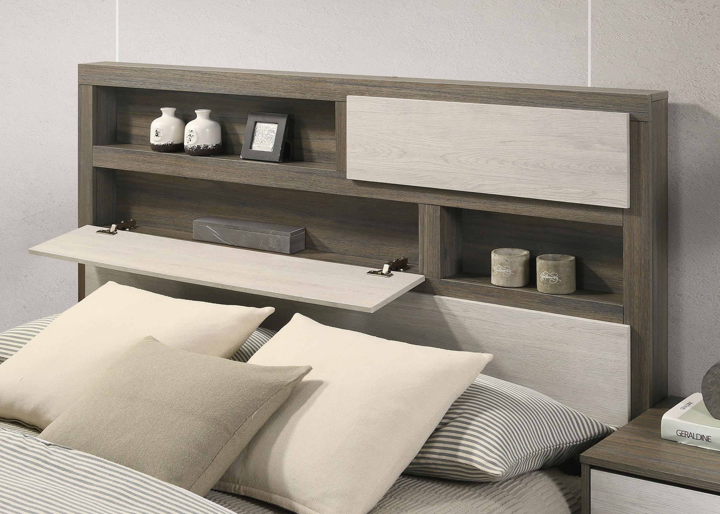 Fenwick California King Bed Bookcase Headboard Grey Oak - Image 5
