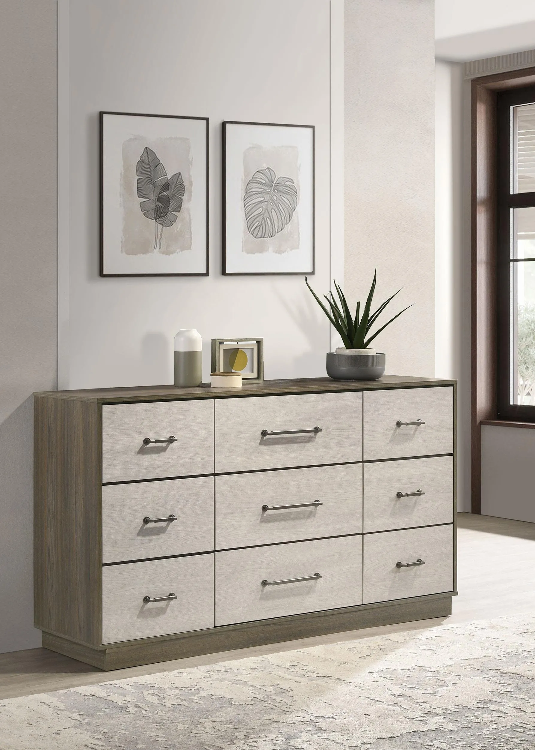 Fenwick Gray Oak 9-drawer Dresser