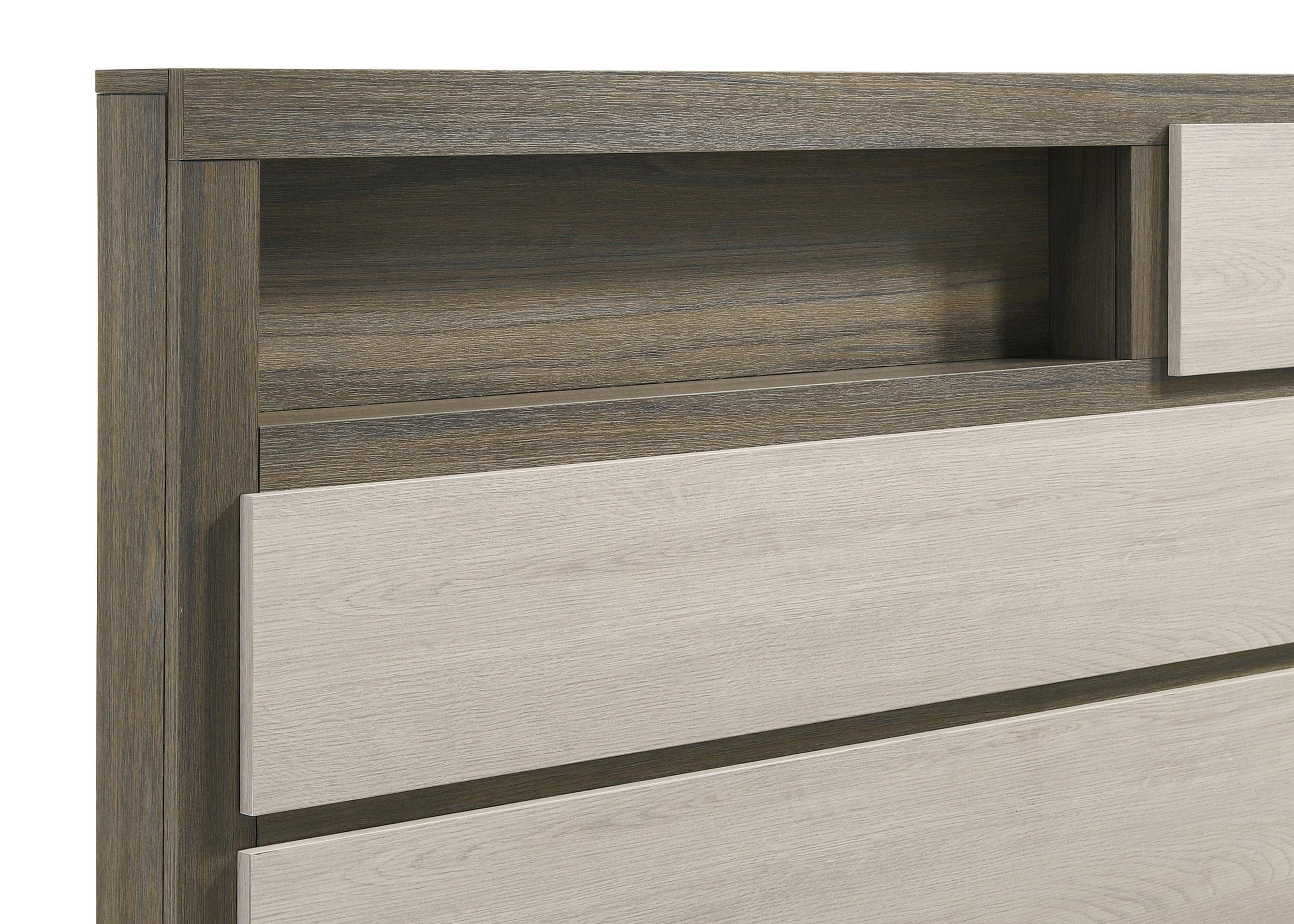 Fenwick Gray Oak Eastern King Bed Bookcase Headboard - Image 4