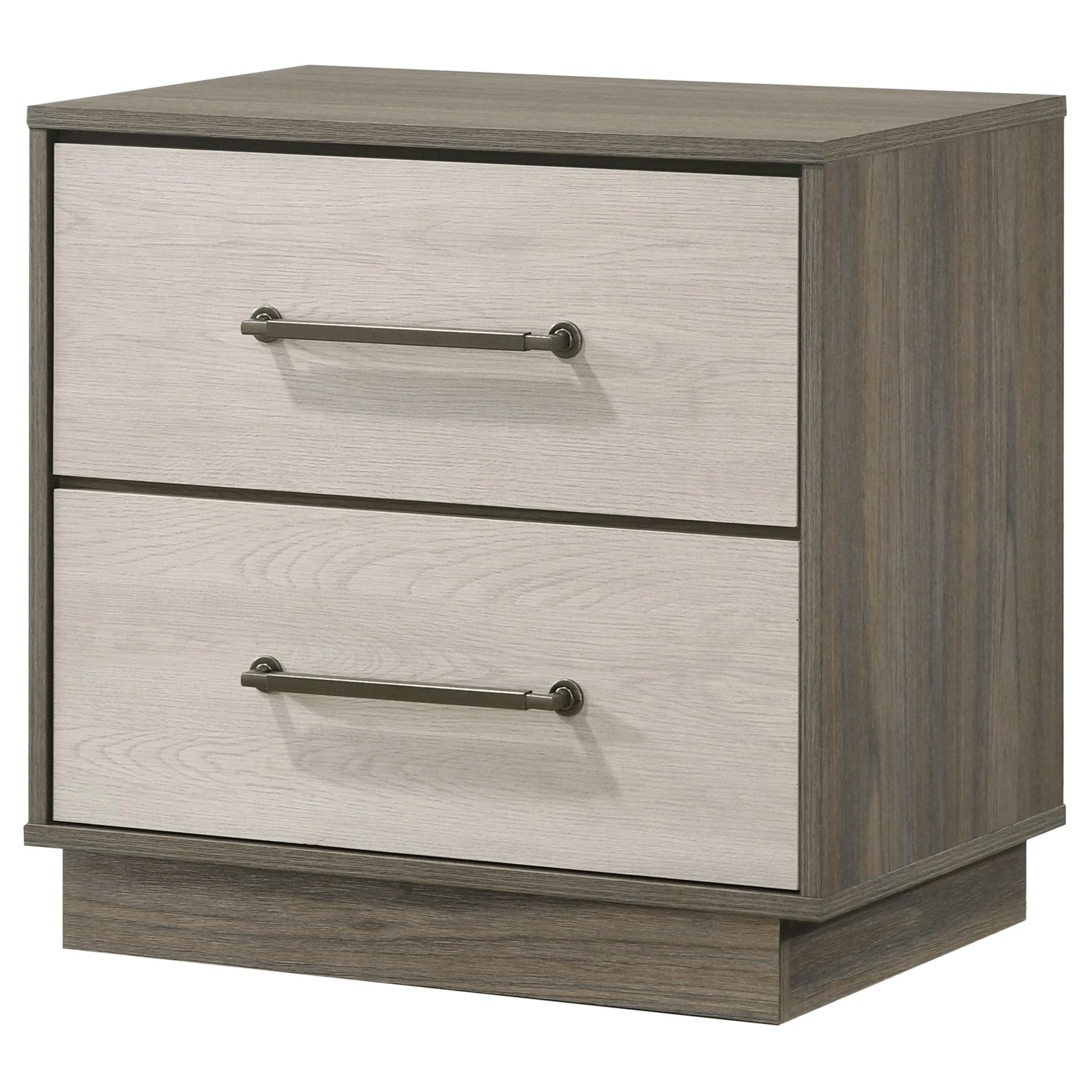 Fenwick Grey Oak 2-drawer Nightstand Bedside Table - Image 3