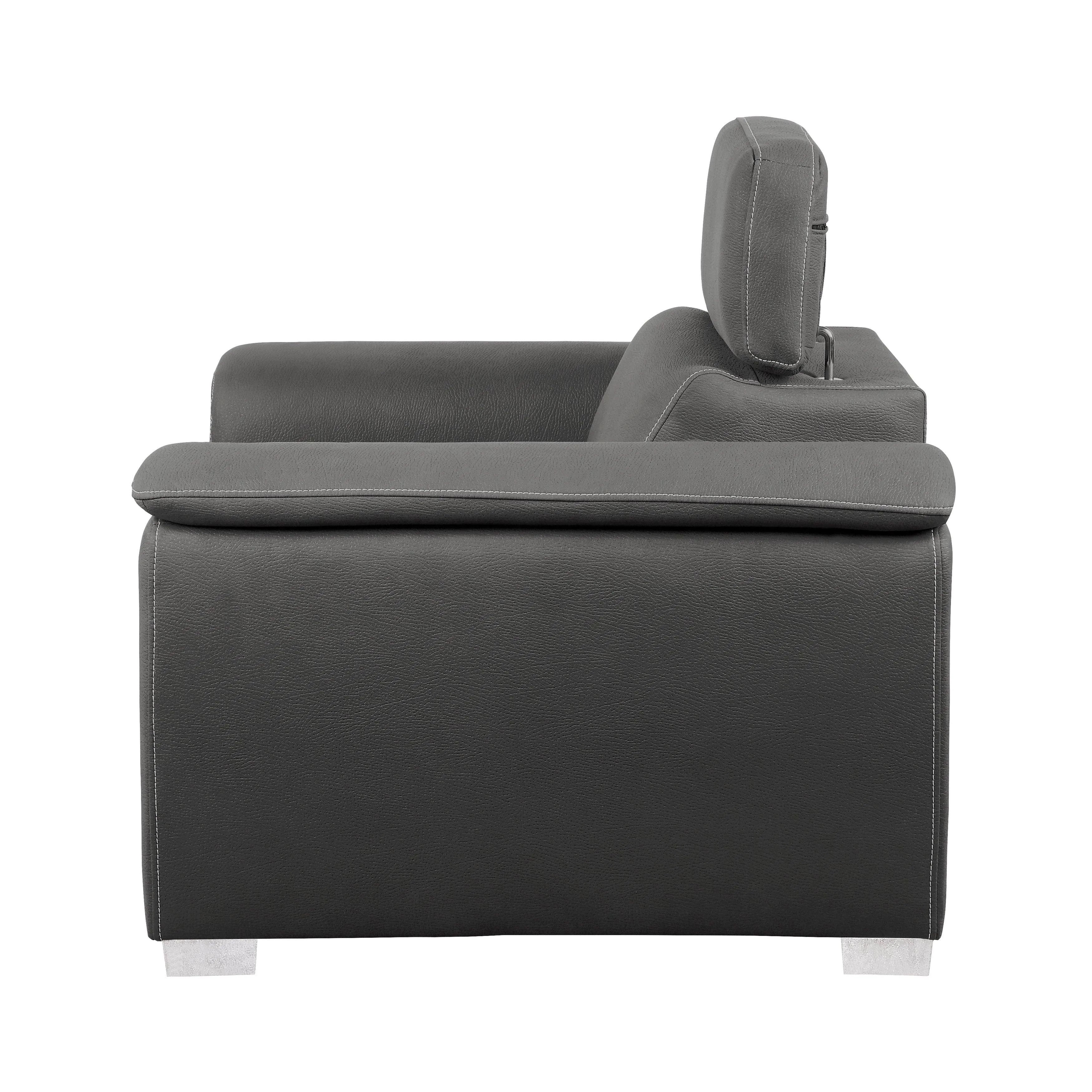 Ferriday Gray Chair with Pull-out Ottoman - Image 5