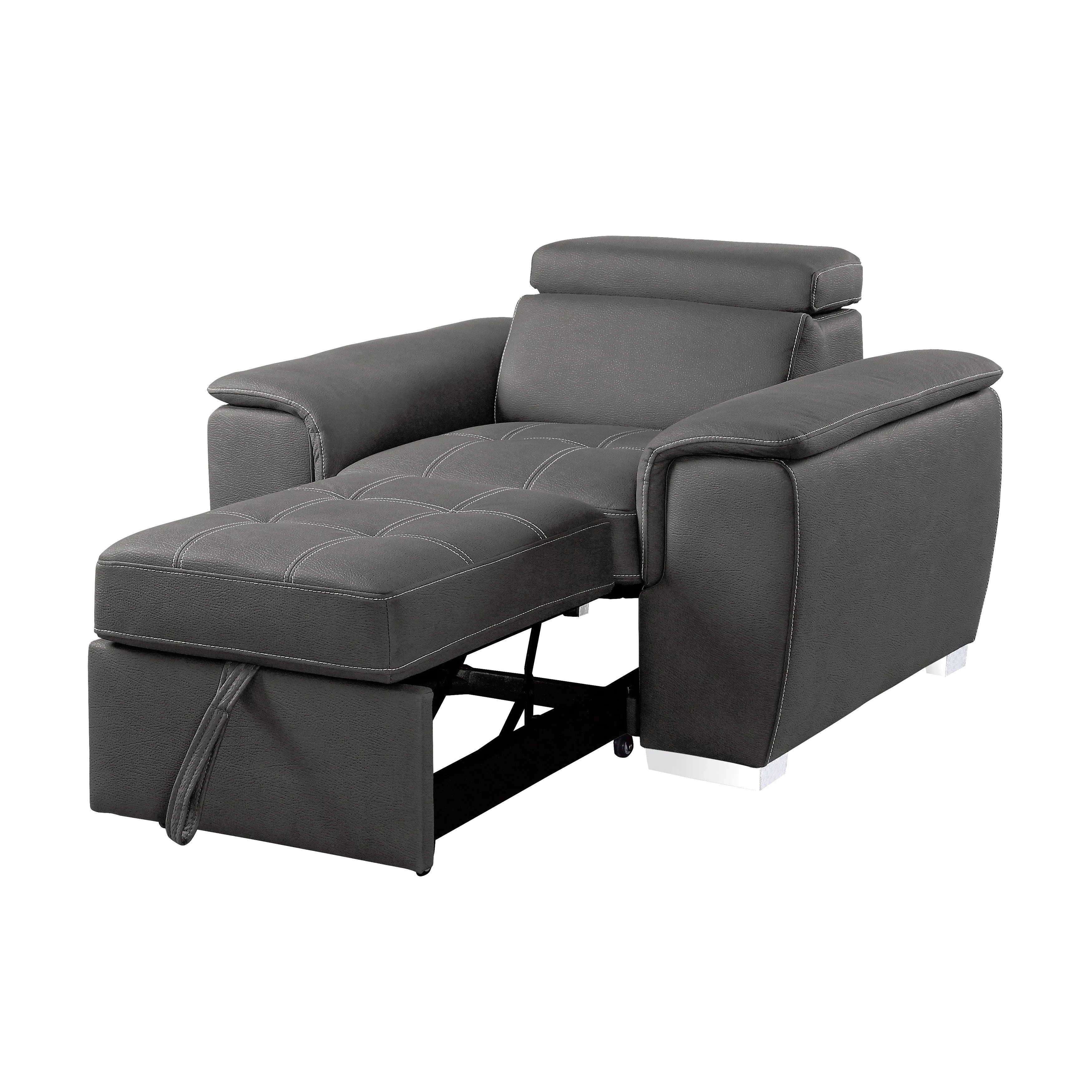 Ferriday Gray Chair with Pull-out Ottoman - Image 6