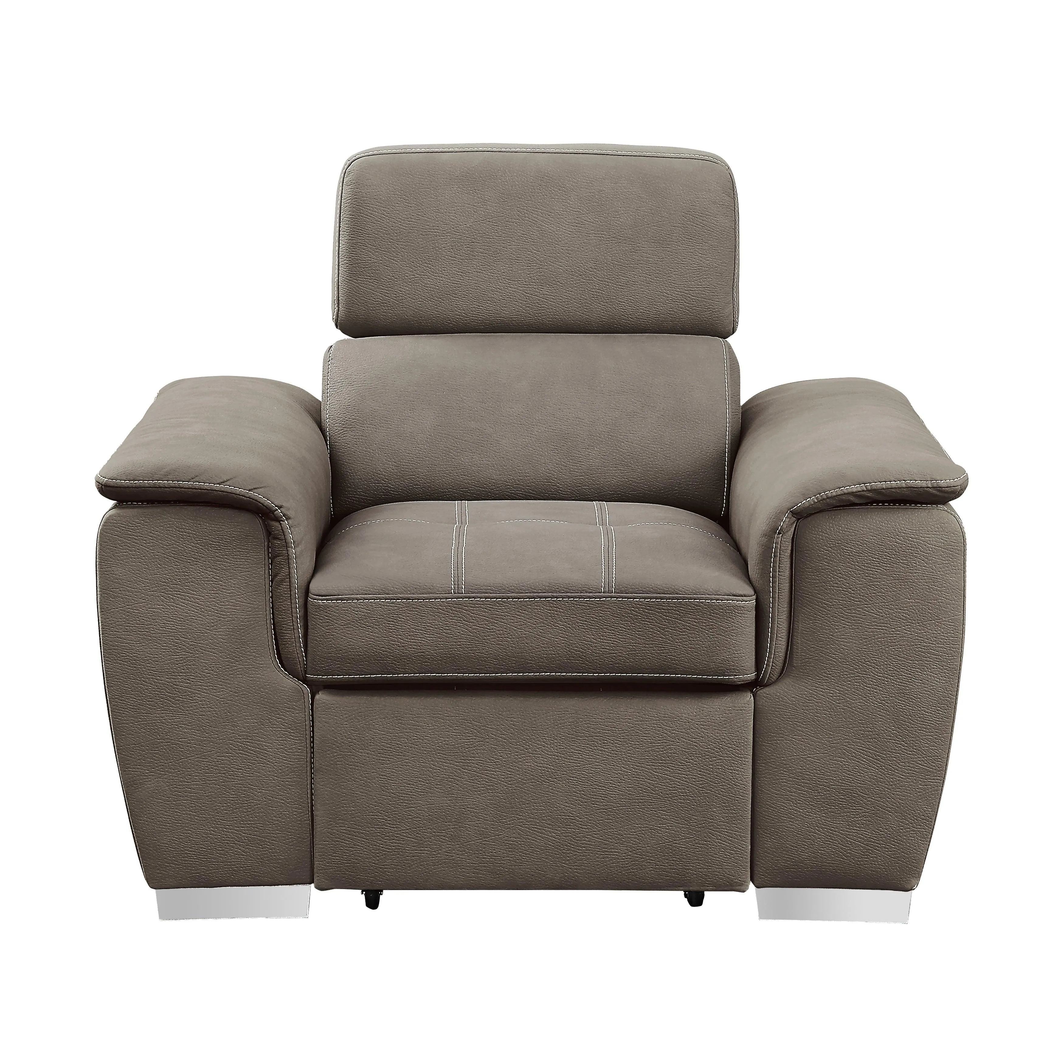 Ferriday Taupe Chair with Pull-out Ottoman - Image 4