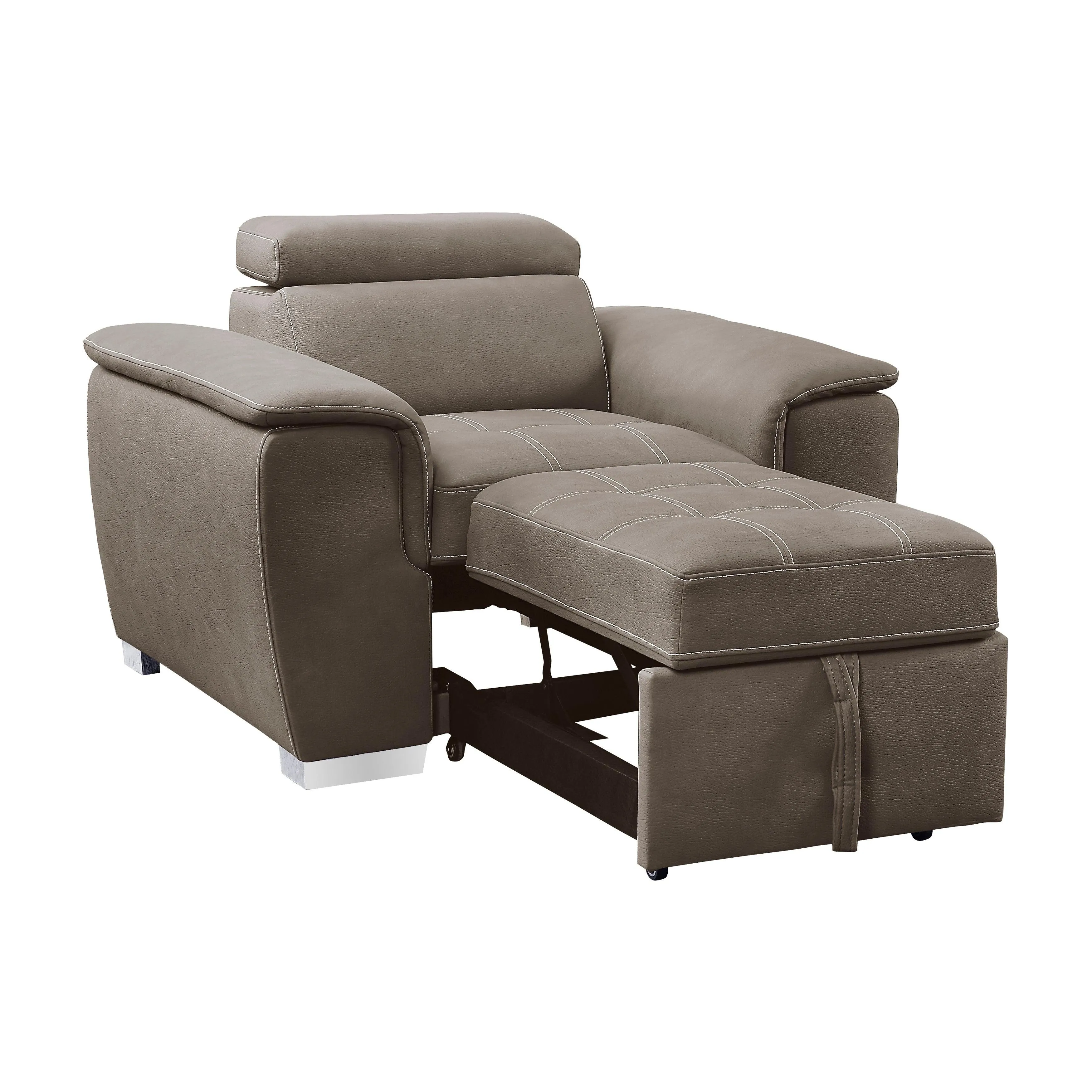 Ferriday Taupe Chair with Pull-out Ottoman - Image 7