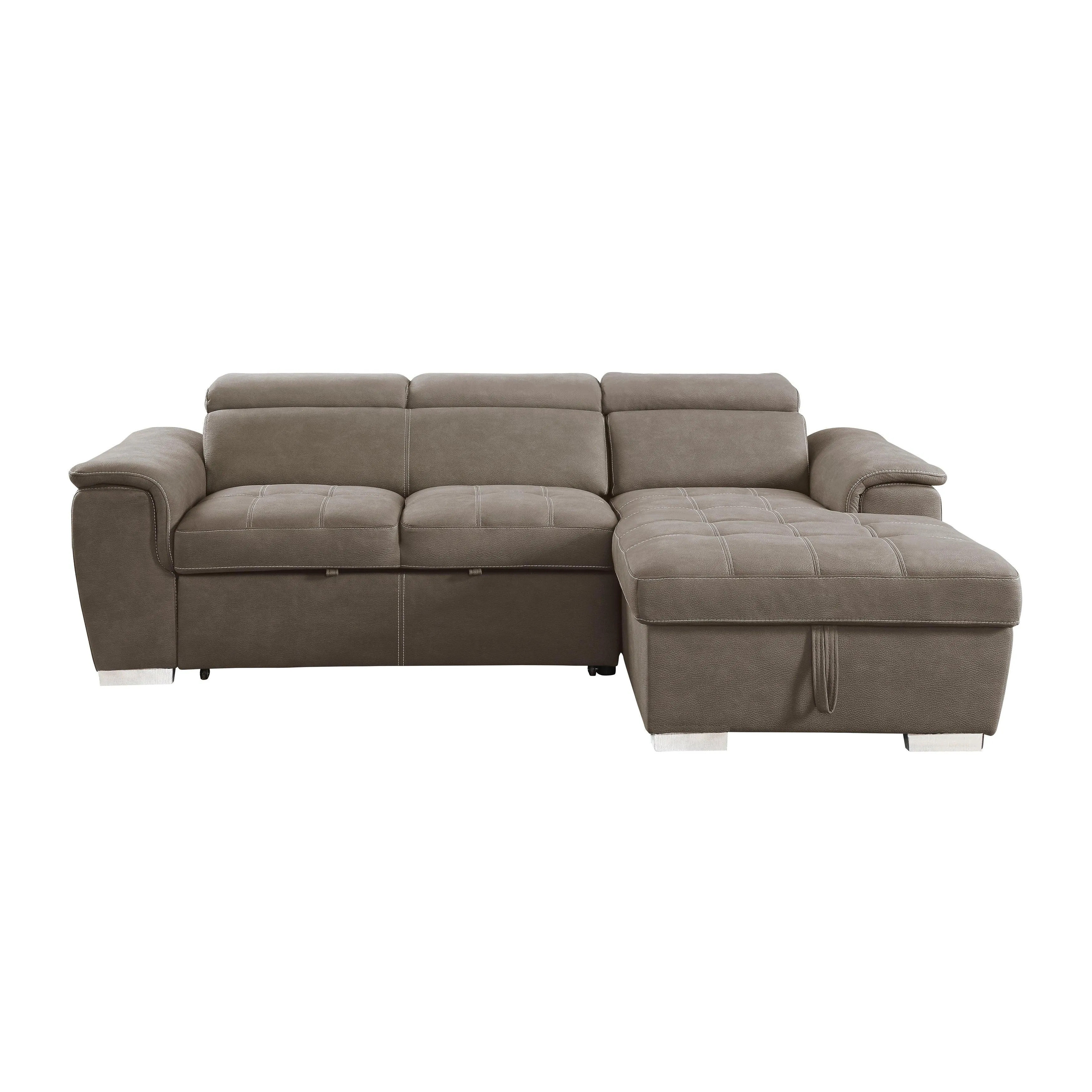Ferriday Taupe Storage Sleeper Sectional - Image 3
