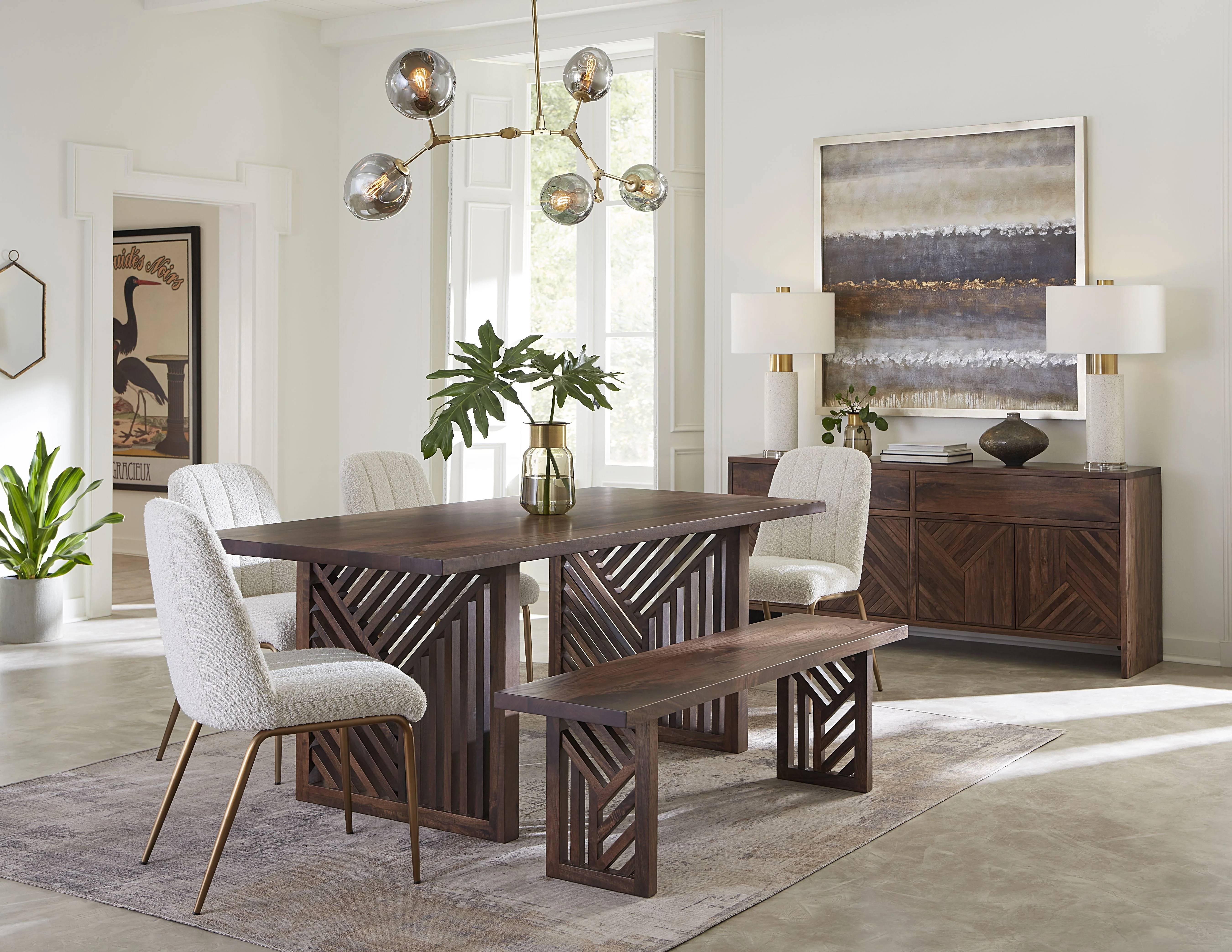 Fevano Solid Wood Rectangular Dining Table in Smoked Brown - Image 3