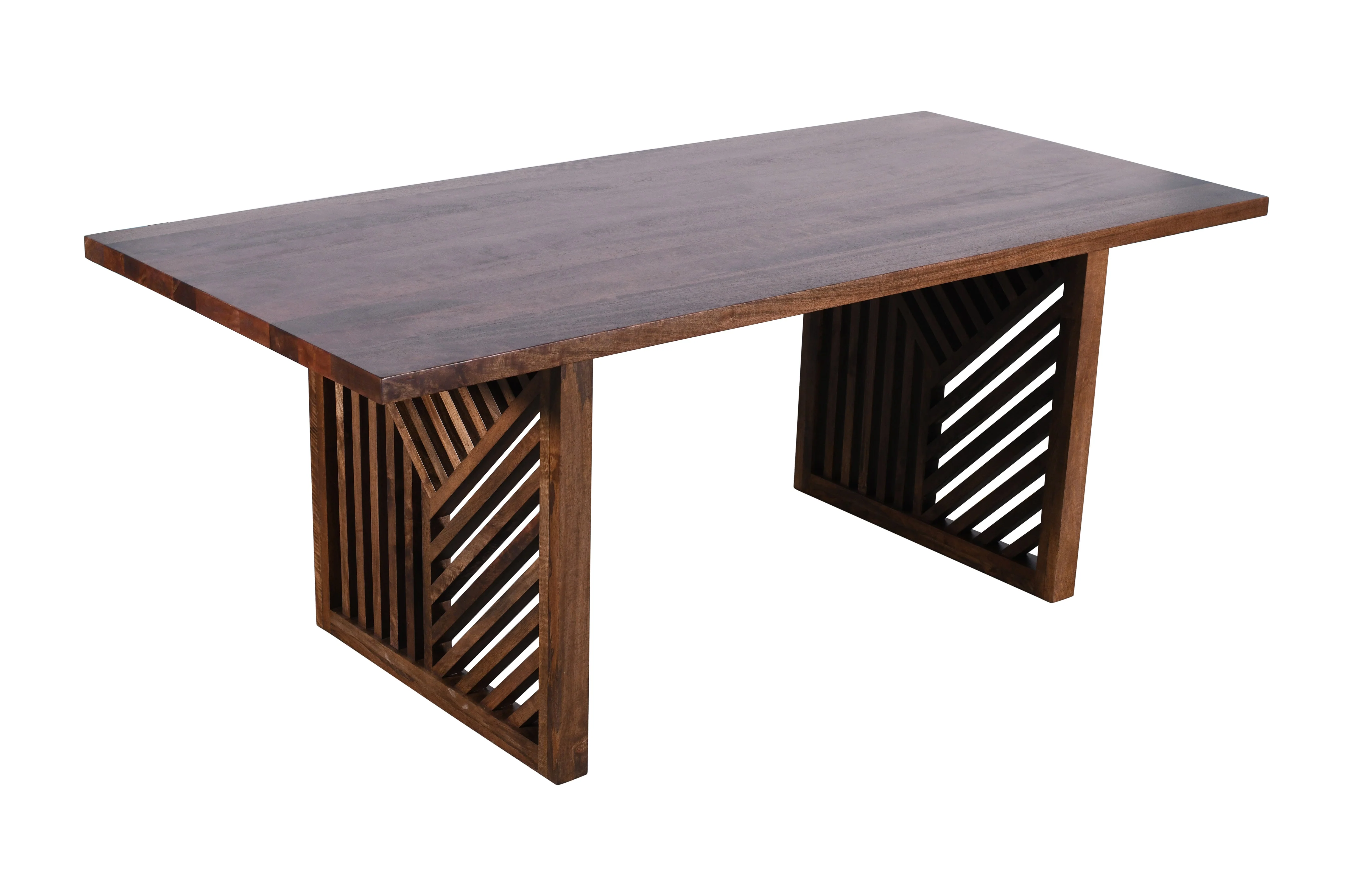 Fevano Solid Wood Rectangular Dining Table in Smoked Brown - Image 5
