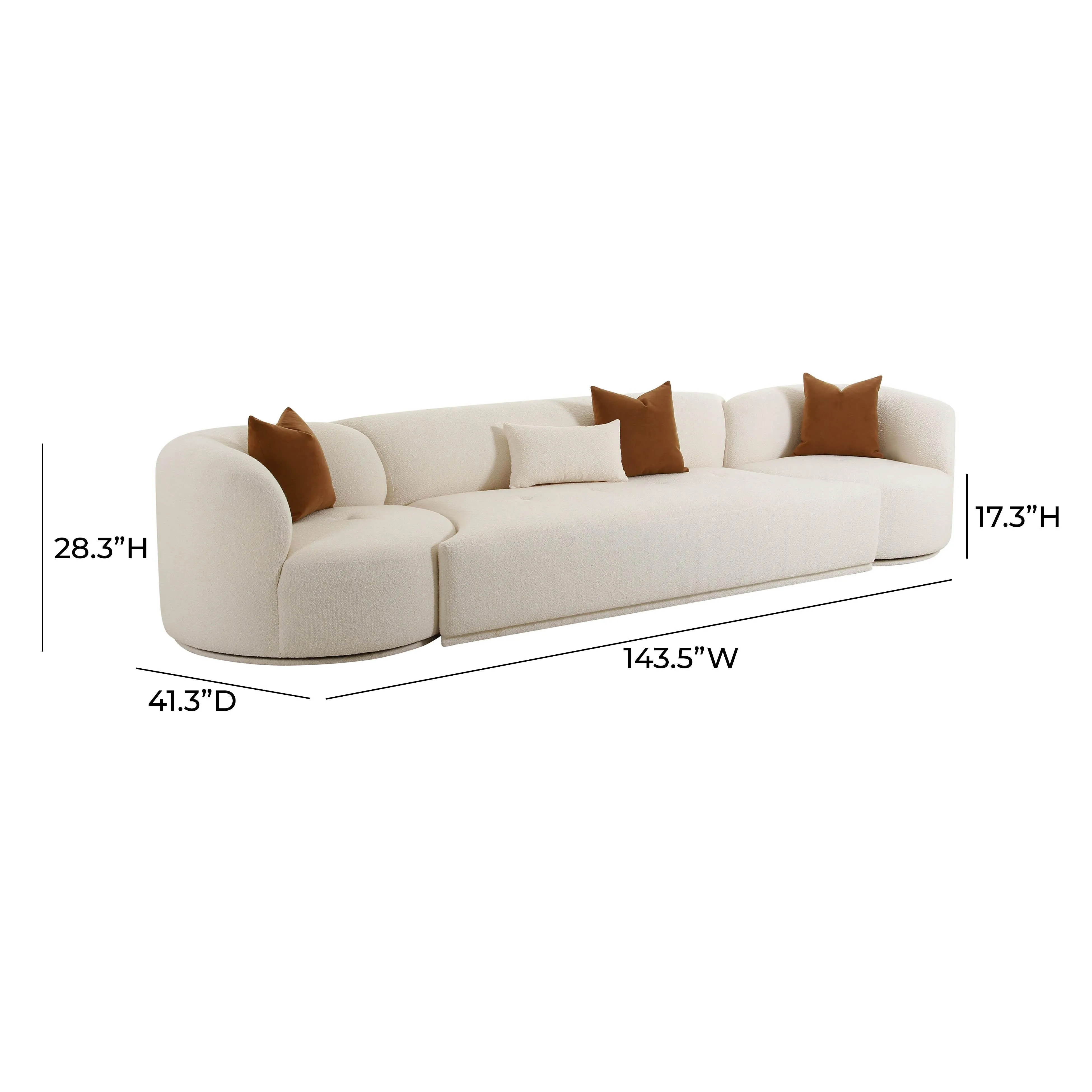 Fickle Cream Boucle 3-Piece Modular Sofa - Image 5