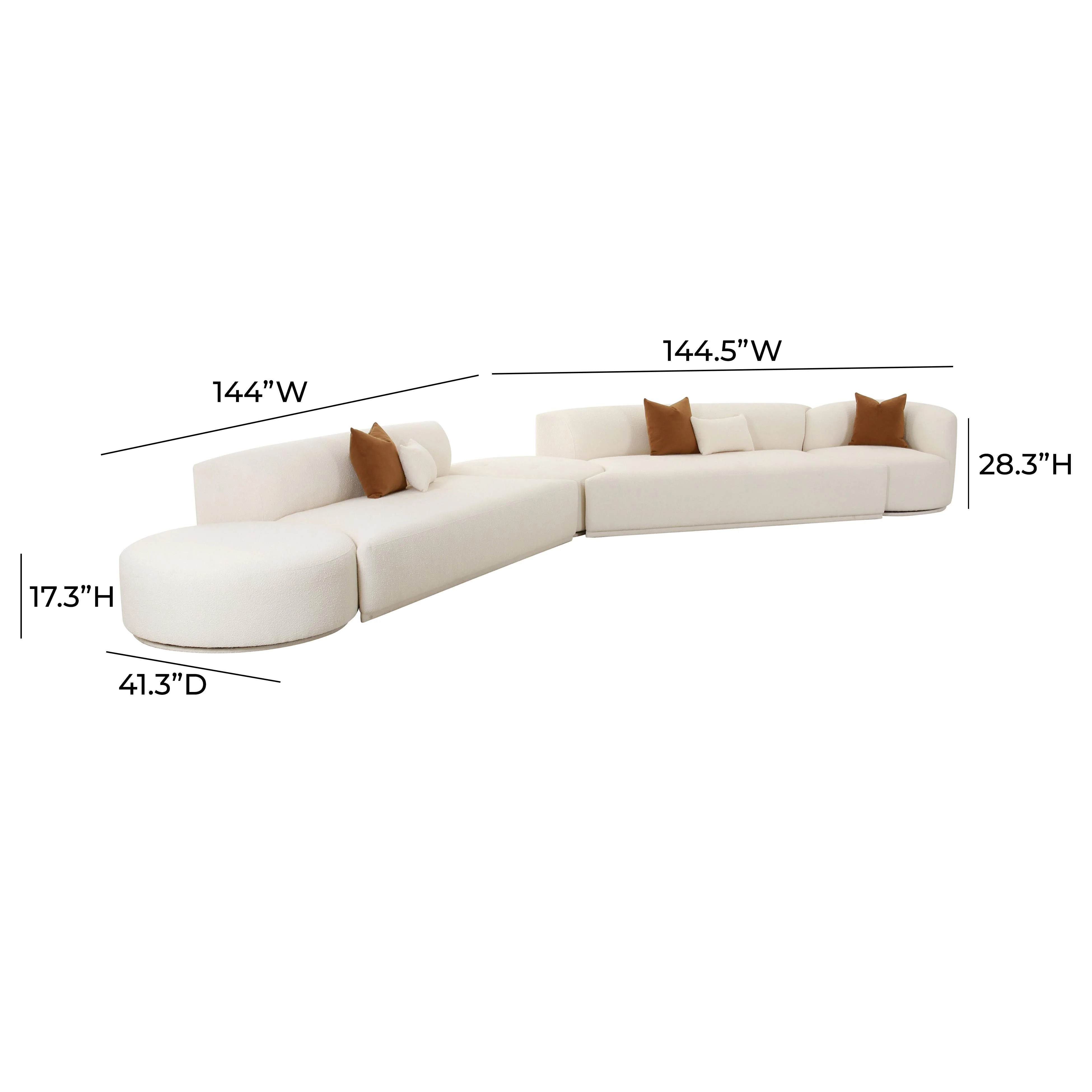 Fickle Cream Boucle 5-Piece Modular Chaise Sectional - Image 5