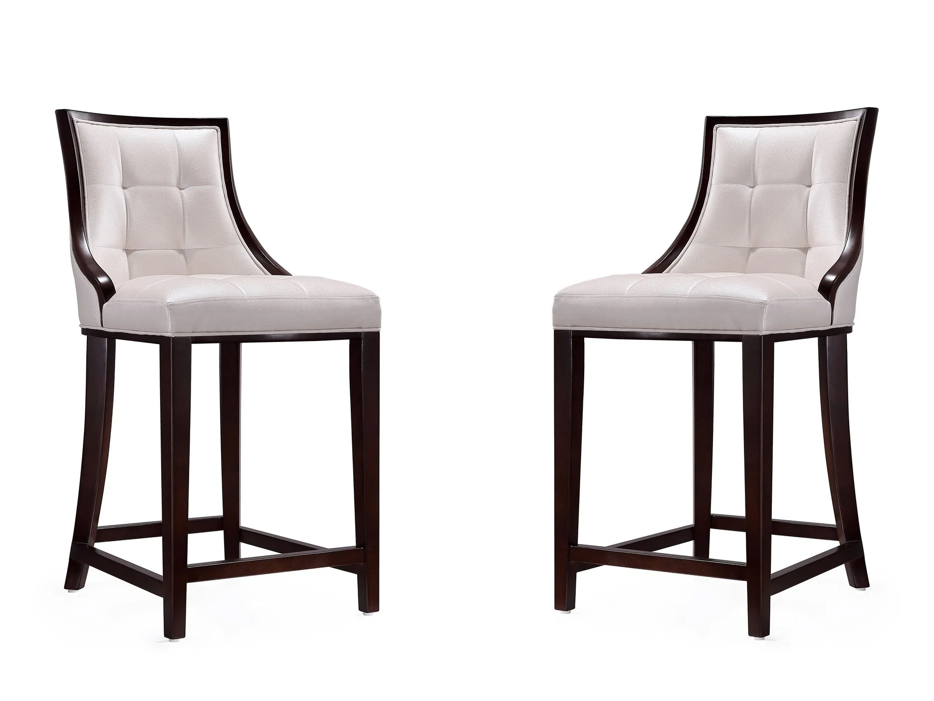 Fifth Ave Counter Stool in Pearl White and Walnut (set of 2)
