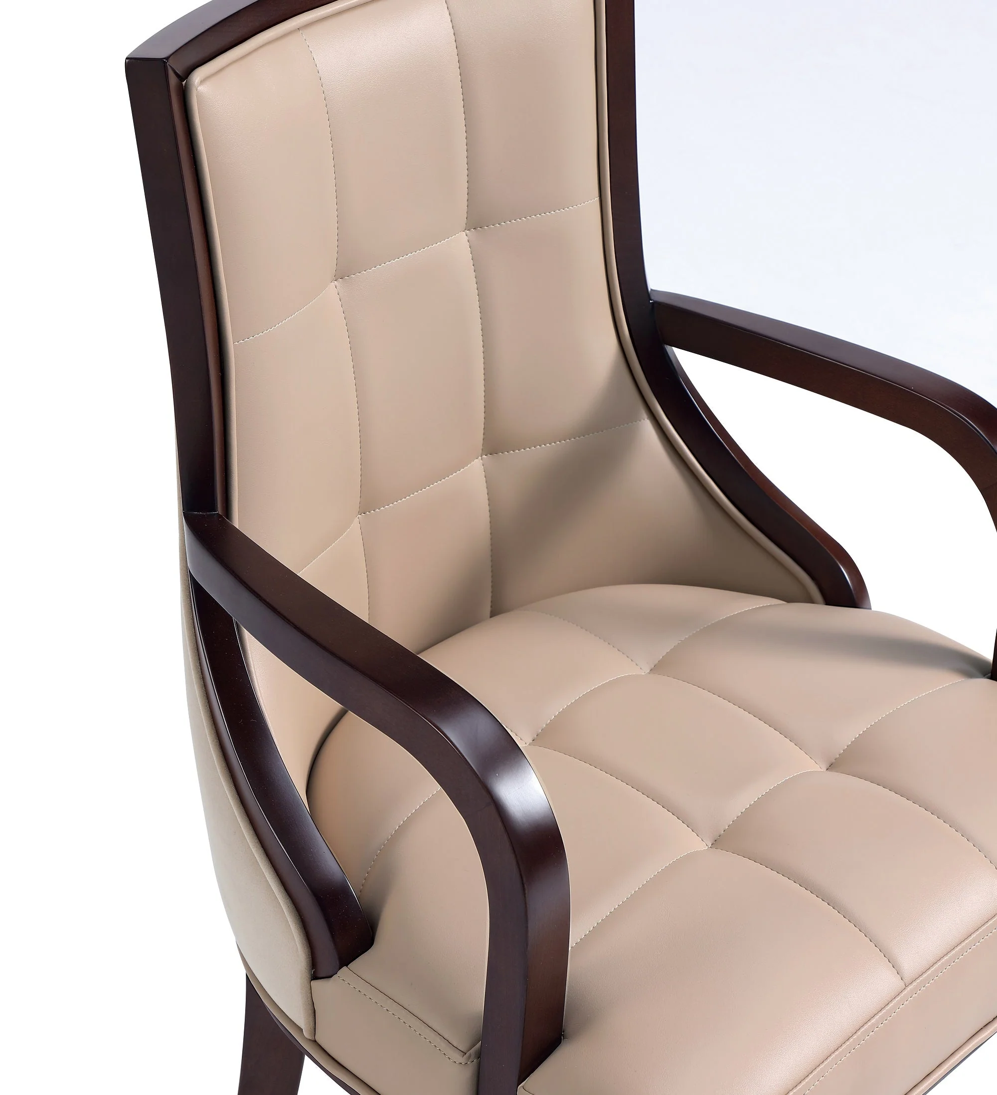 Fifth Avenue Faux Leather and Velvet Dining Armchair in Tan and Walnut (set of 2) - Image 10