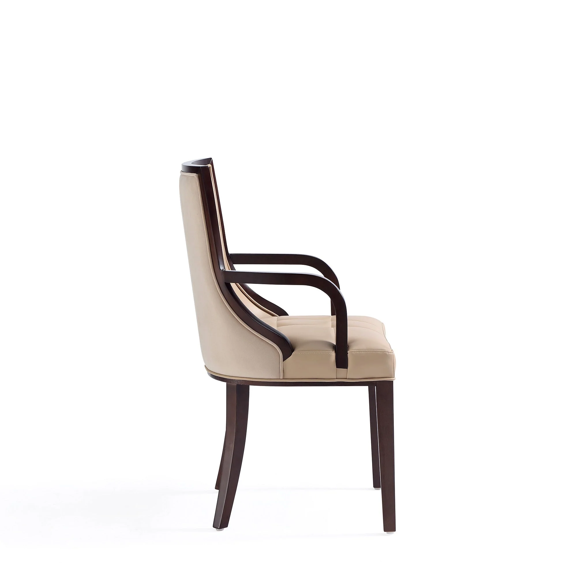 Fifth Avenue Faux Leather and Velvet Dining Armchair in Tan and Walnut (set of 2) - Image 5