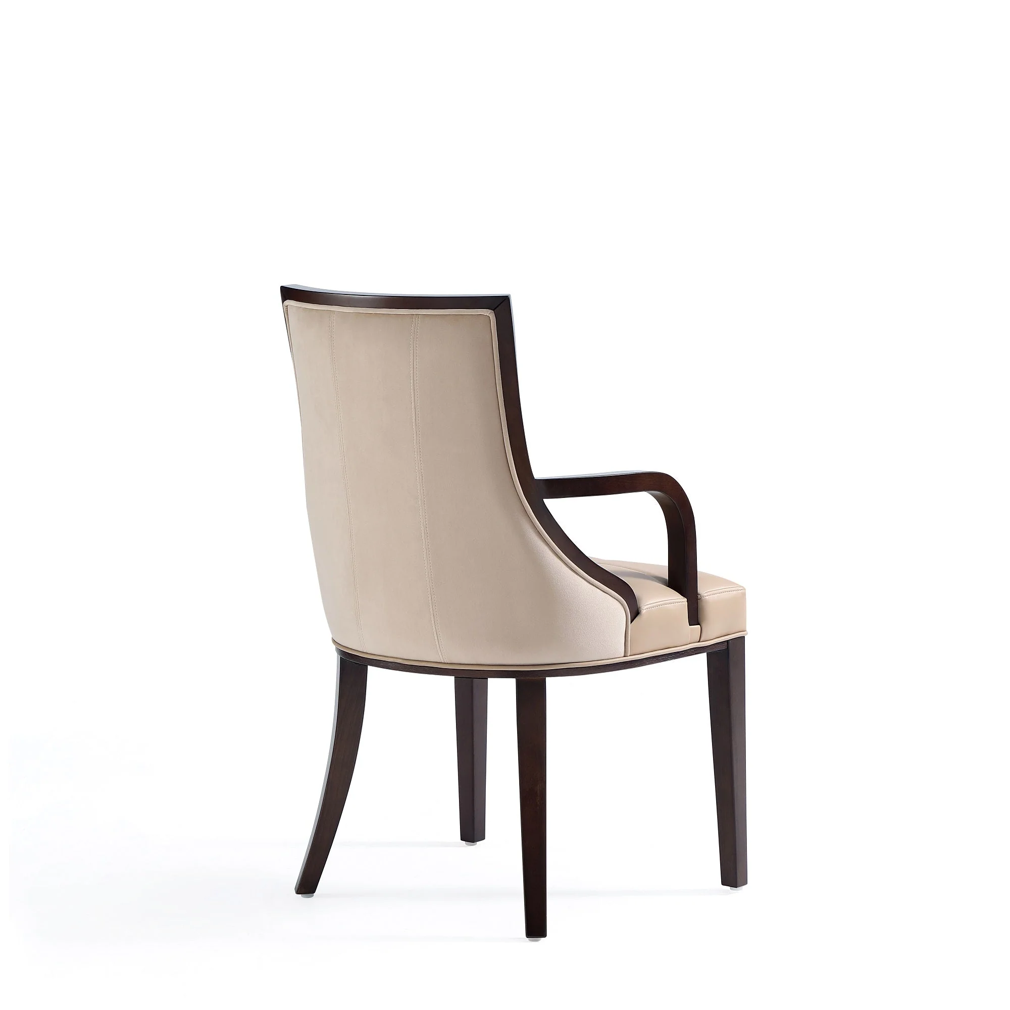 Fifth Avenue Faux Leather and Velvet Dining Armchair in Tan and Walnut (set of 2) - Image 6