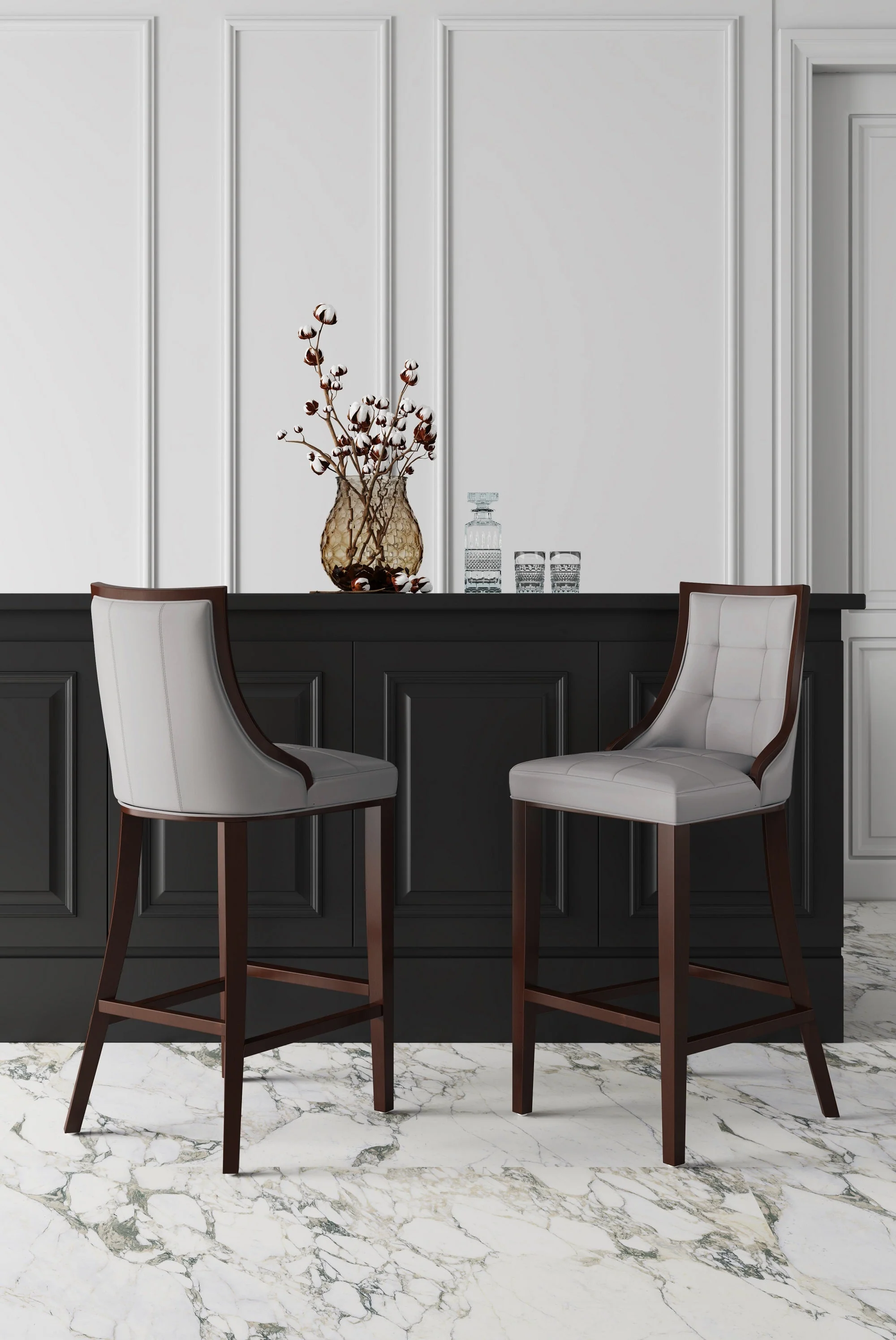 Fifth Avenue Faux Leather Barstool in Light Grey - Image 2