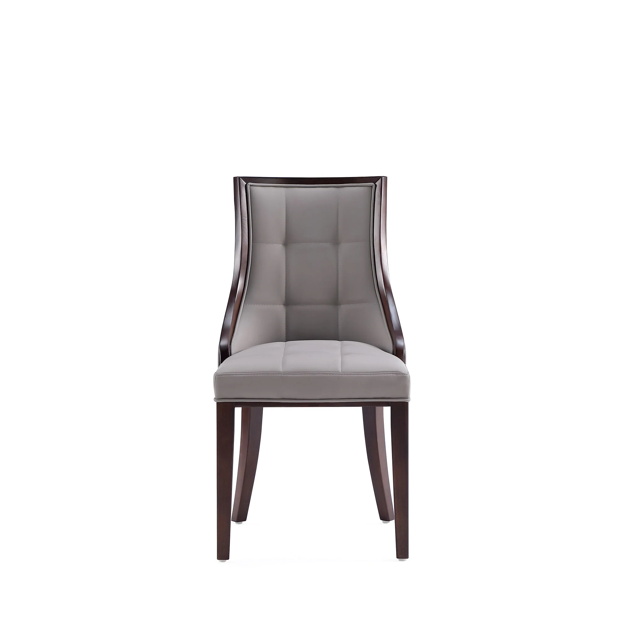 Fifth Avenue Faux Leather Dining Chair in Grey and Walnut (set of 4) - Image 5