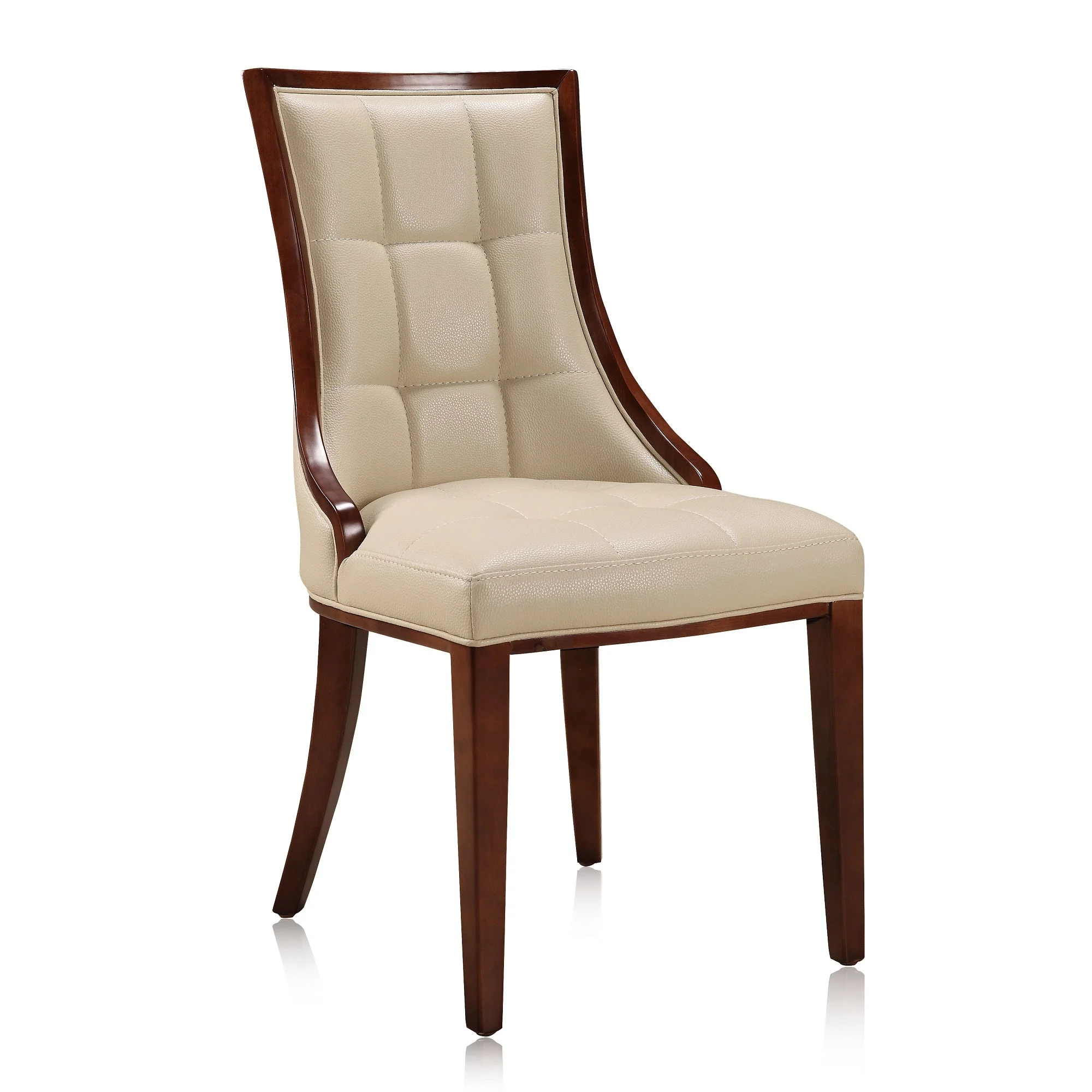 Fifth Avenue Faux Leather Dining Chair (Set of Two) in Cream and Walnut - Image 5