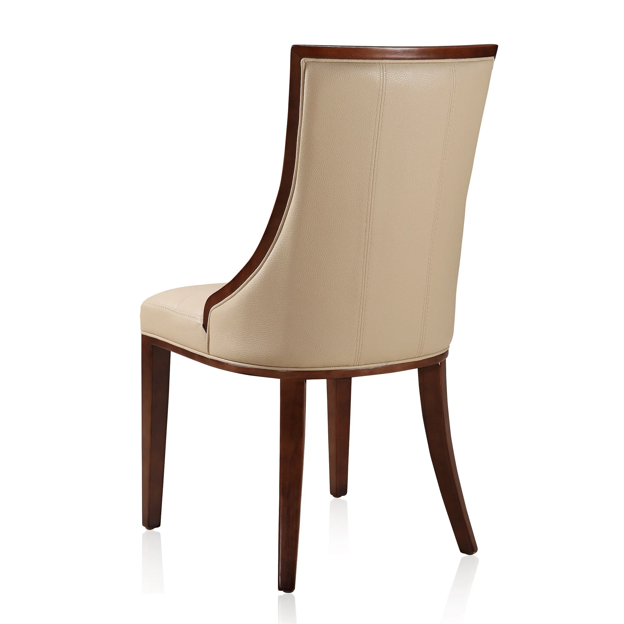Fifth Avenue Faux Leather Dining Chair (Set of Two) in Cream and Walnut - Image 7
