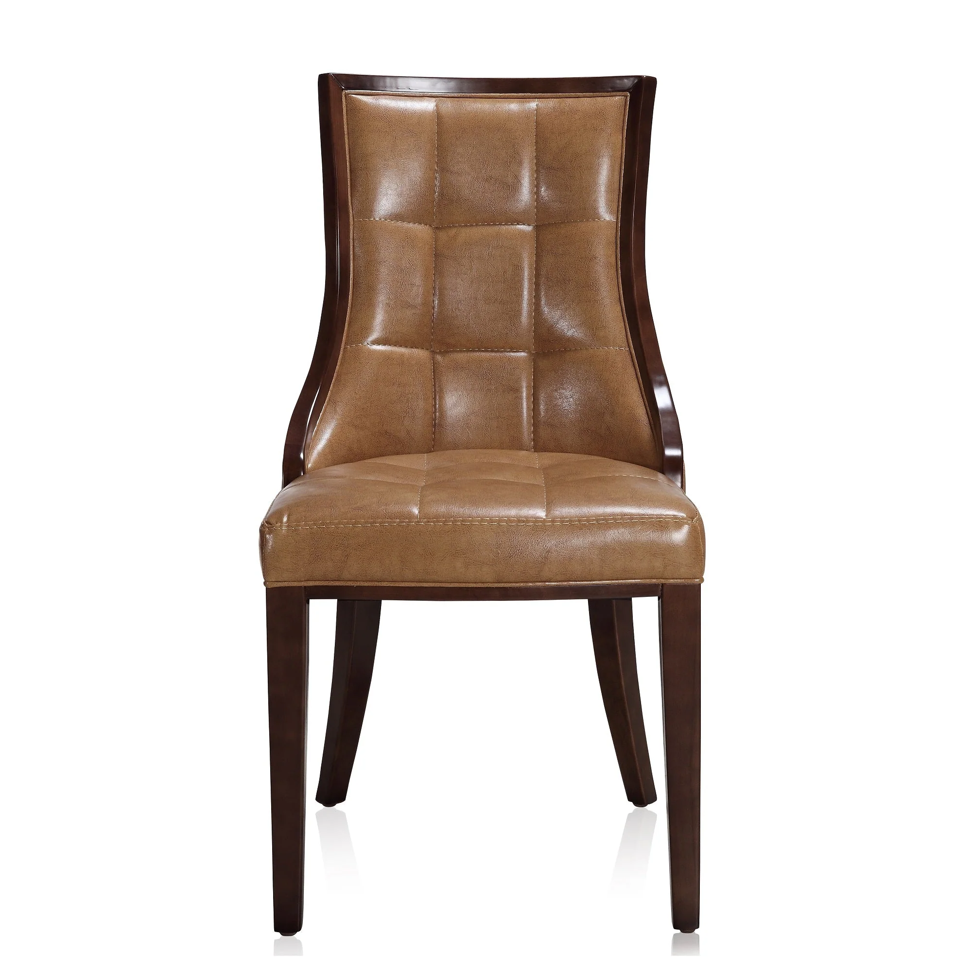 Fifth Avenue Faux Leather Dining Chair (Set of Two) in Saddle and Walnut - Image 4