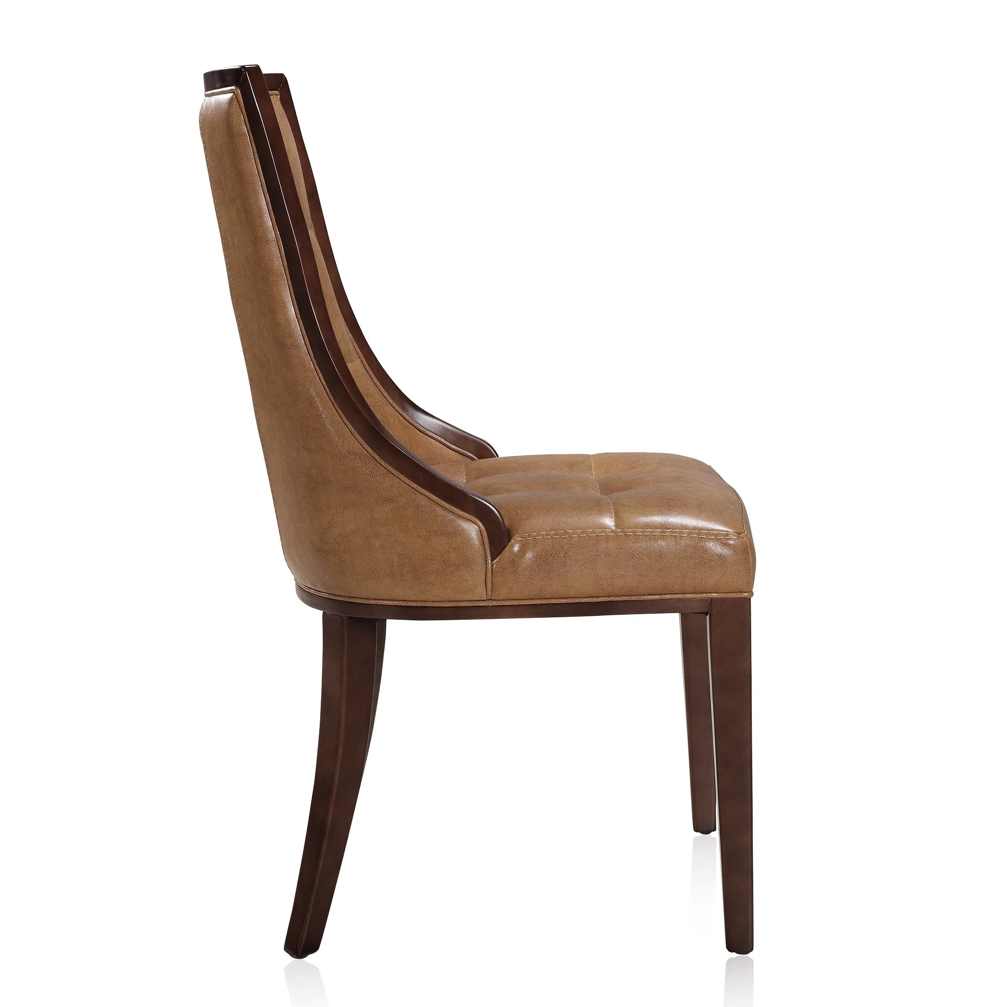 Fifth Avenue Faux Leather Dining Chair (Set of Two) in Saddle and Walnut - Image 6