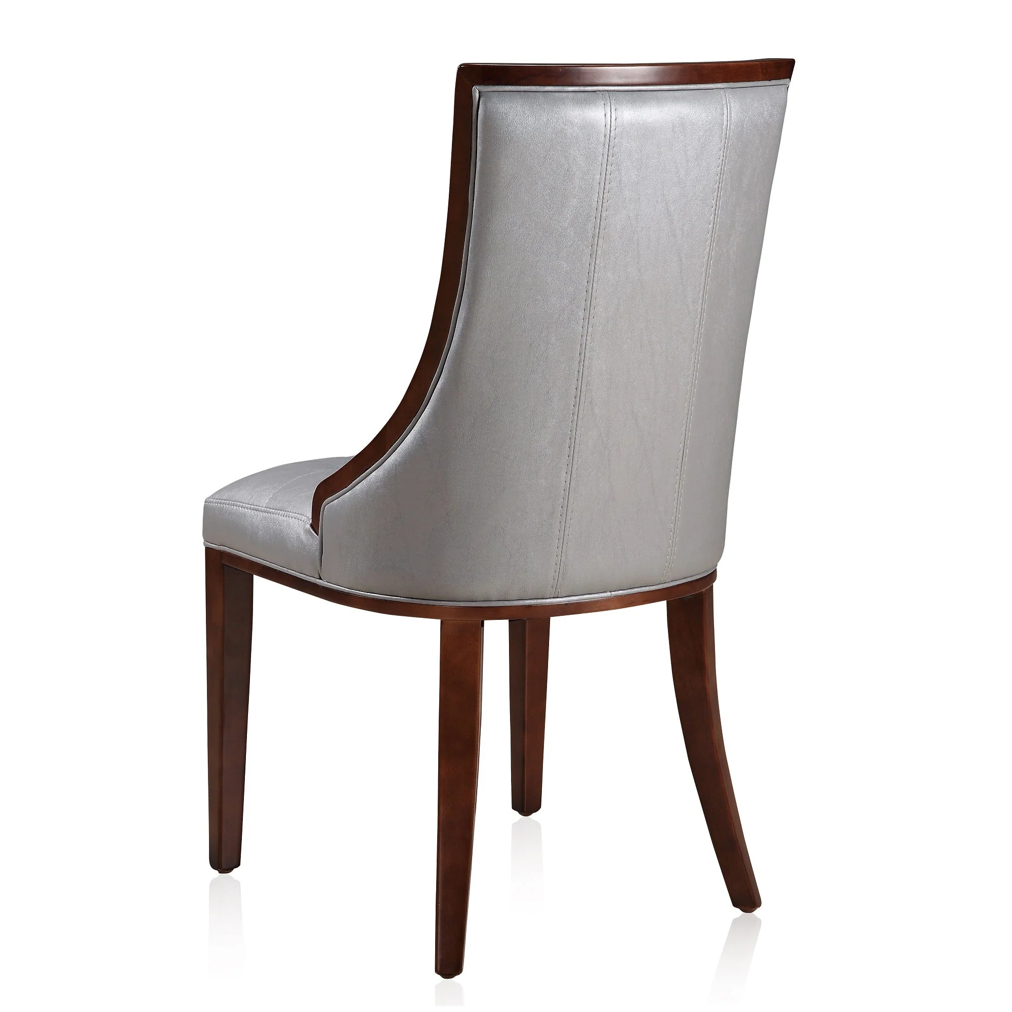 Fifth Avenue Faux Leather Dining Chair (Set of Two) in Silver and Walnut - Image 7