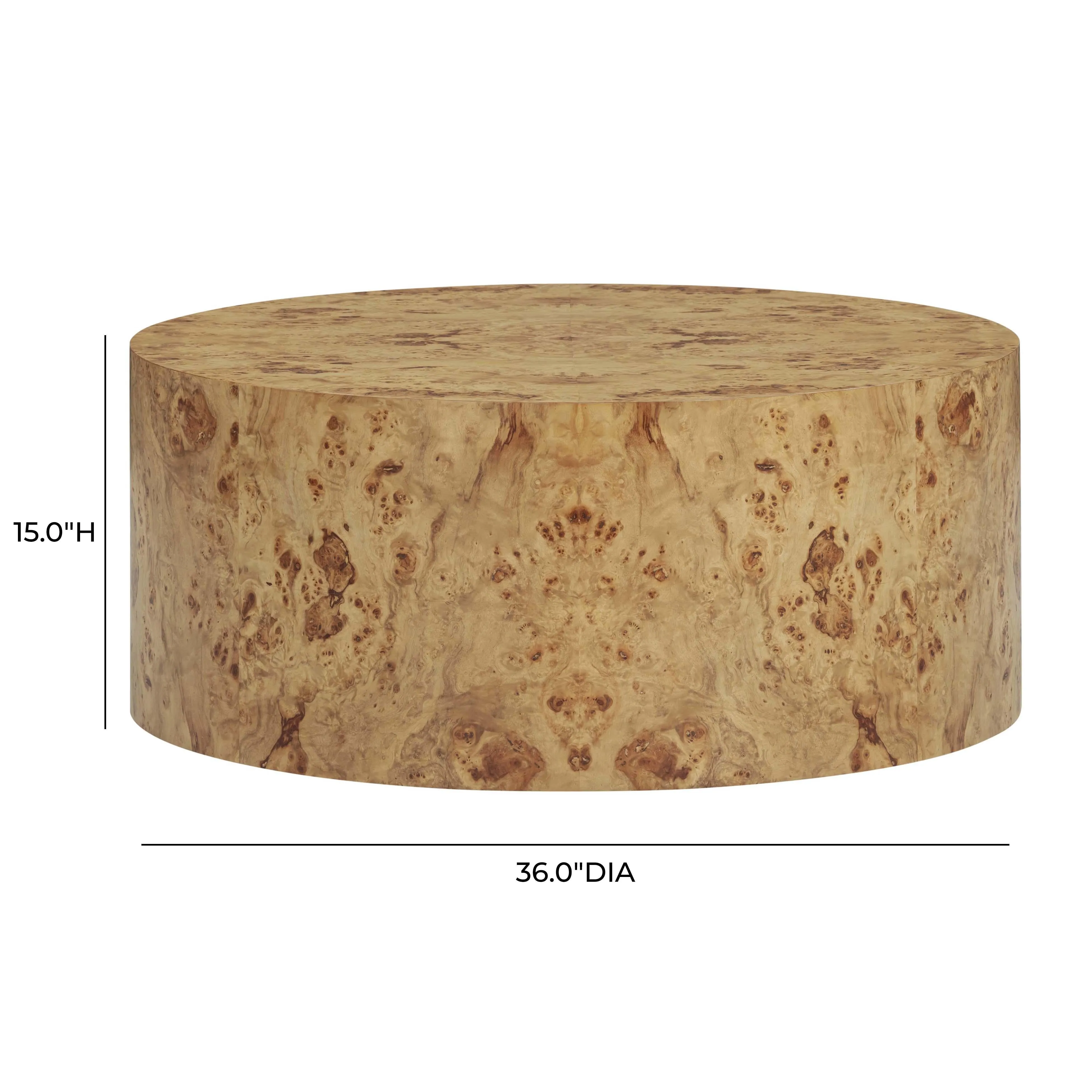 Fig Natural Burl Drum Coffee Table - Image 8
