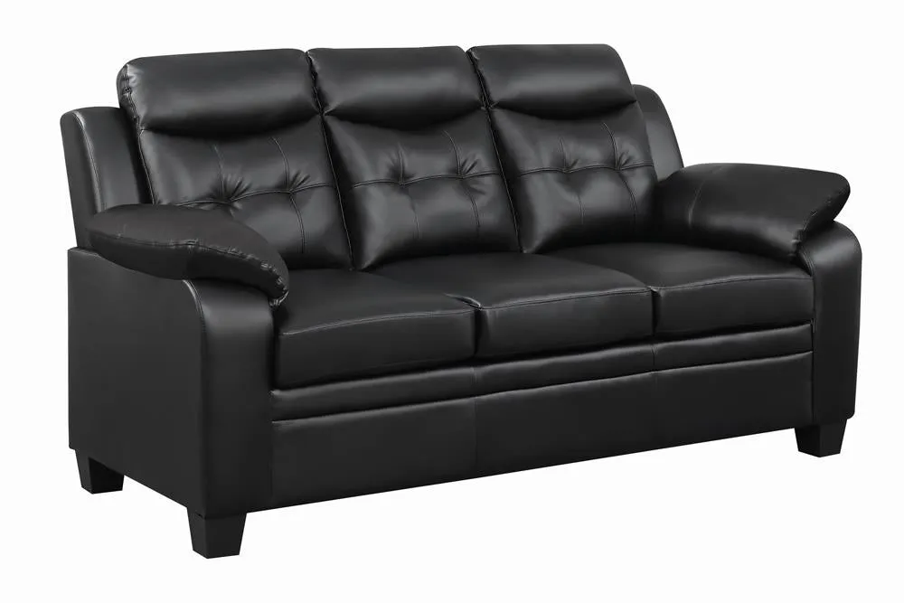 Finley Black Upholstered Padded Arm Tufted Living Room Set - Image 4