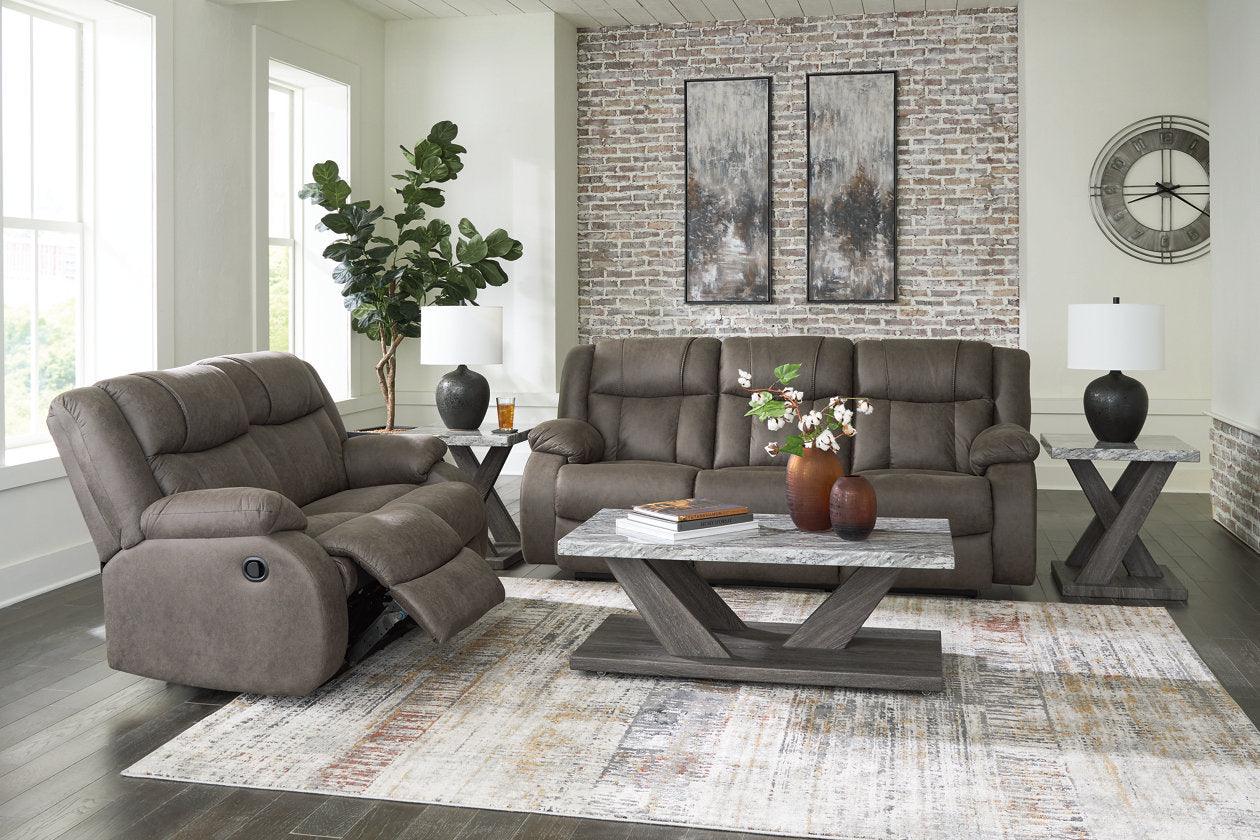First Base Gunmetal Manual Reclining Sofa and Loveseat - Image 5