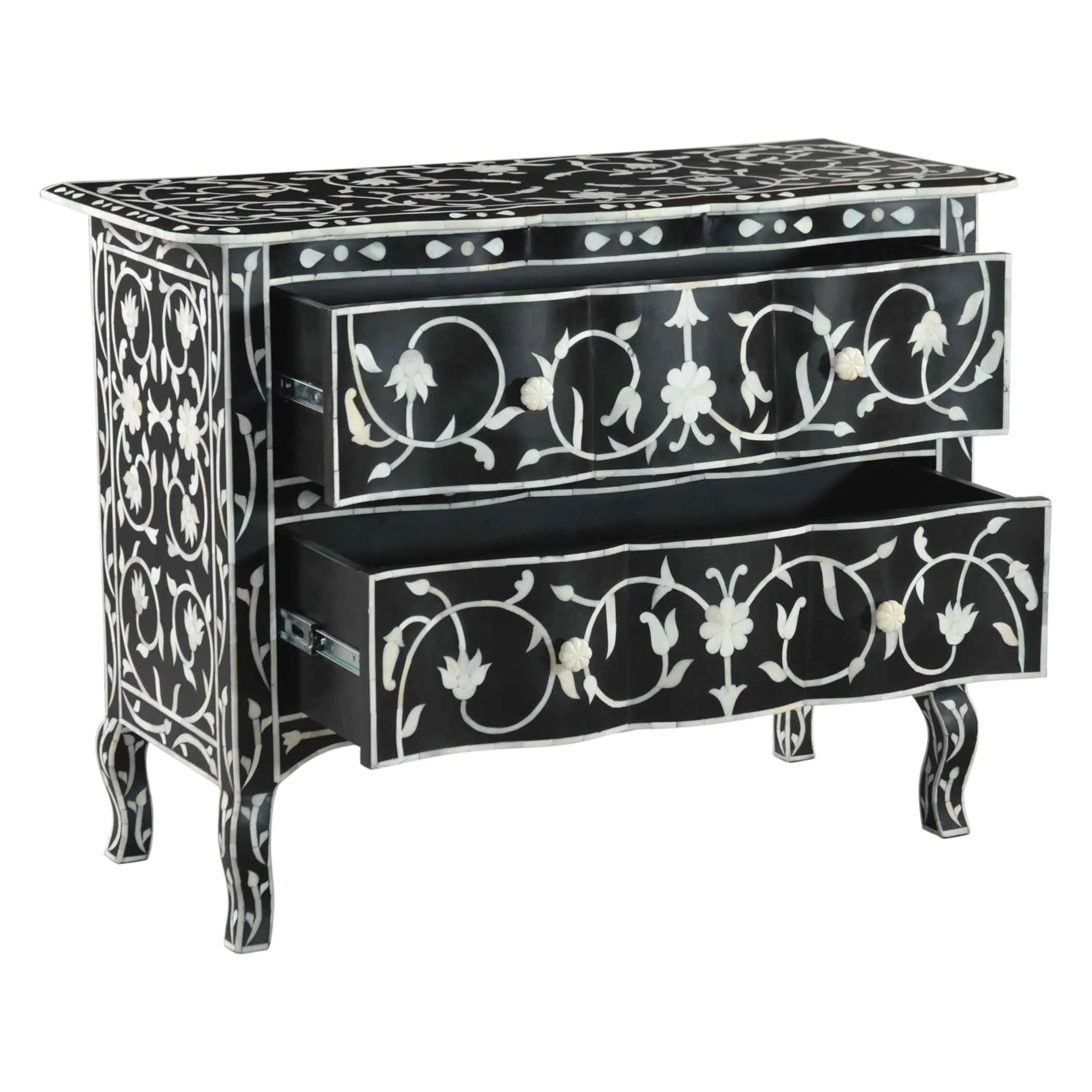 Fleur 42" Two Drawer Chest with Floral Horn Inlay