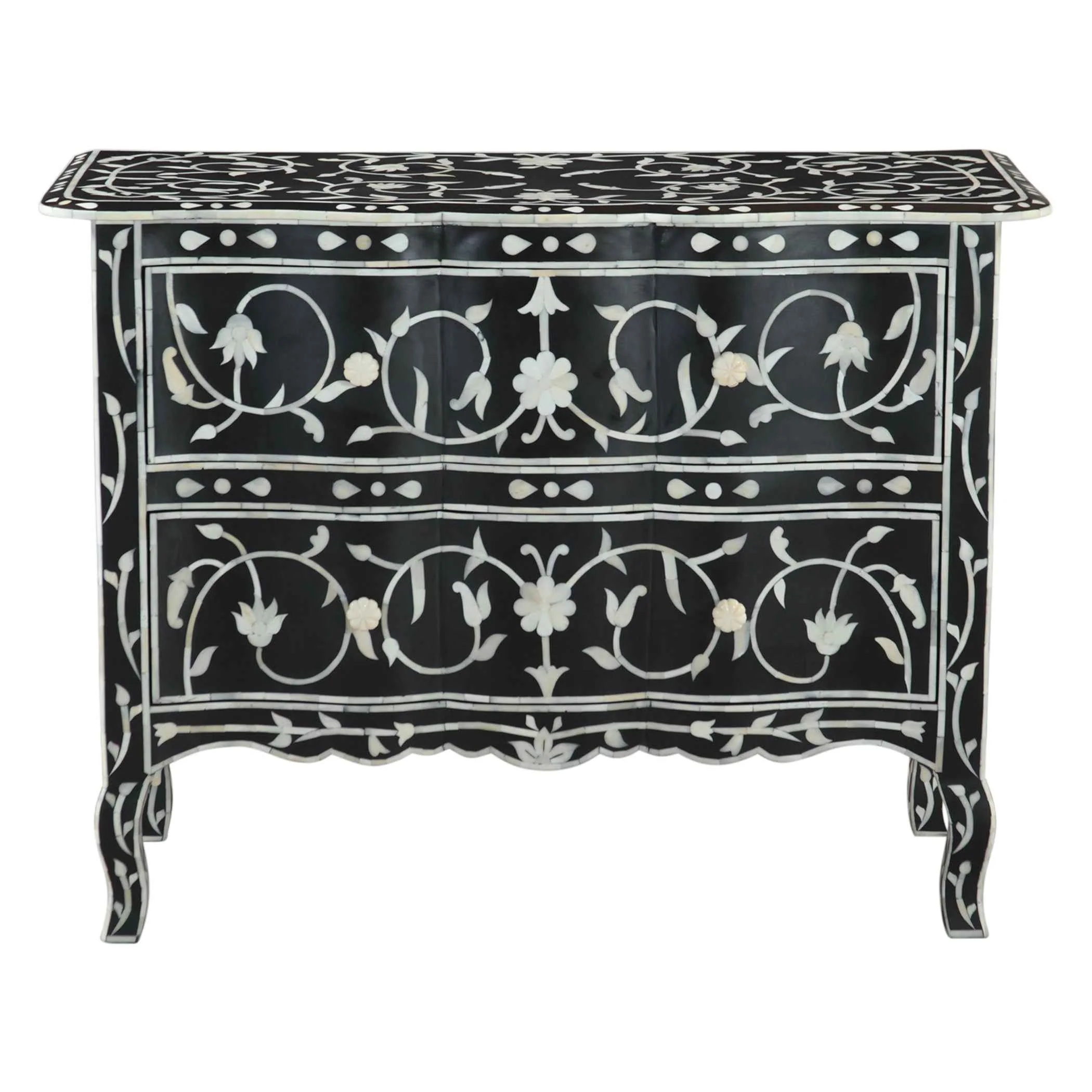 Fleur 42" Two Drawer Chest with Floral Horn Inlay - Image 6