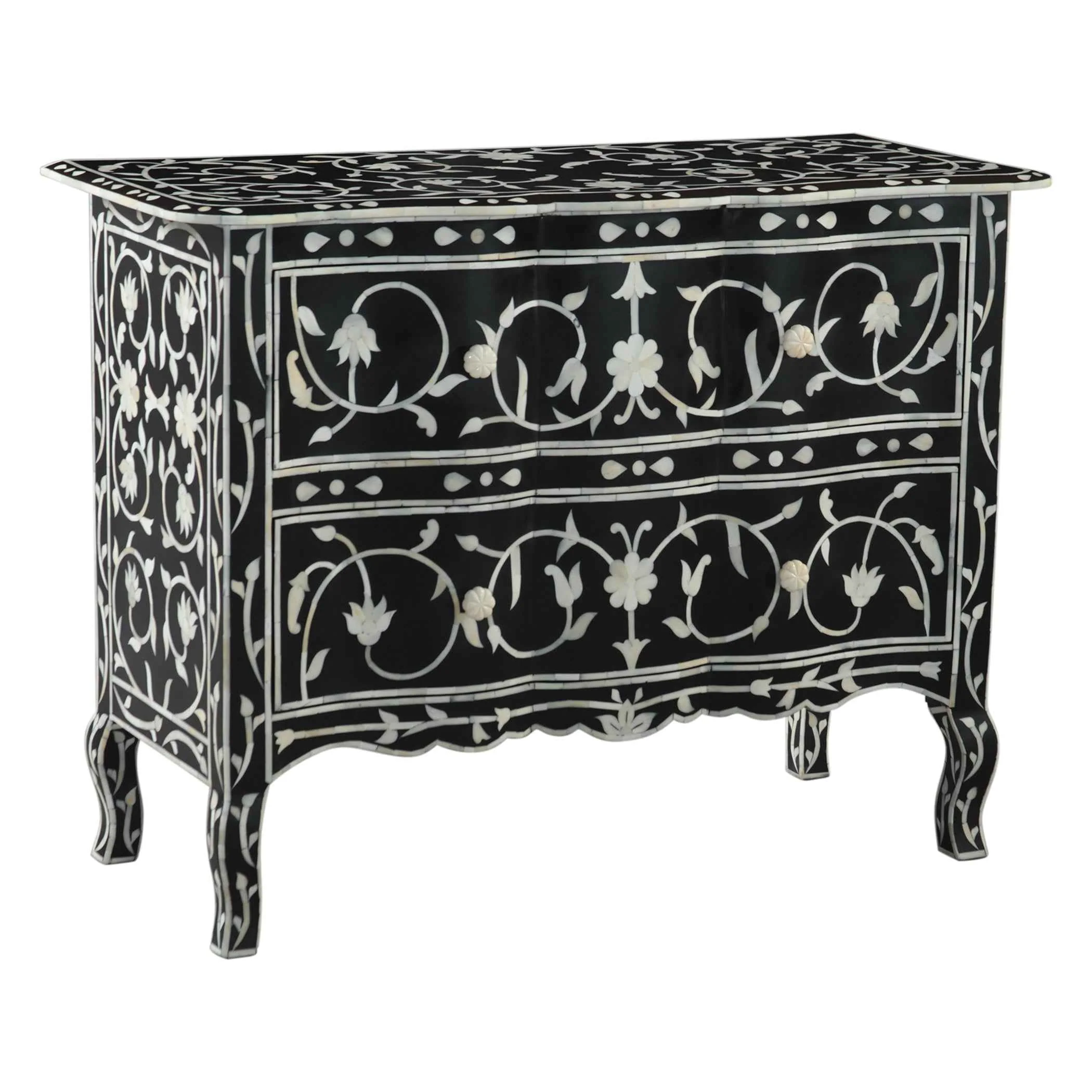 Fleur 42" Two Drawer Chest with Floral Horn Inlay - Image 7