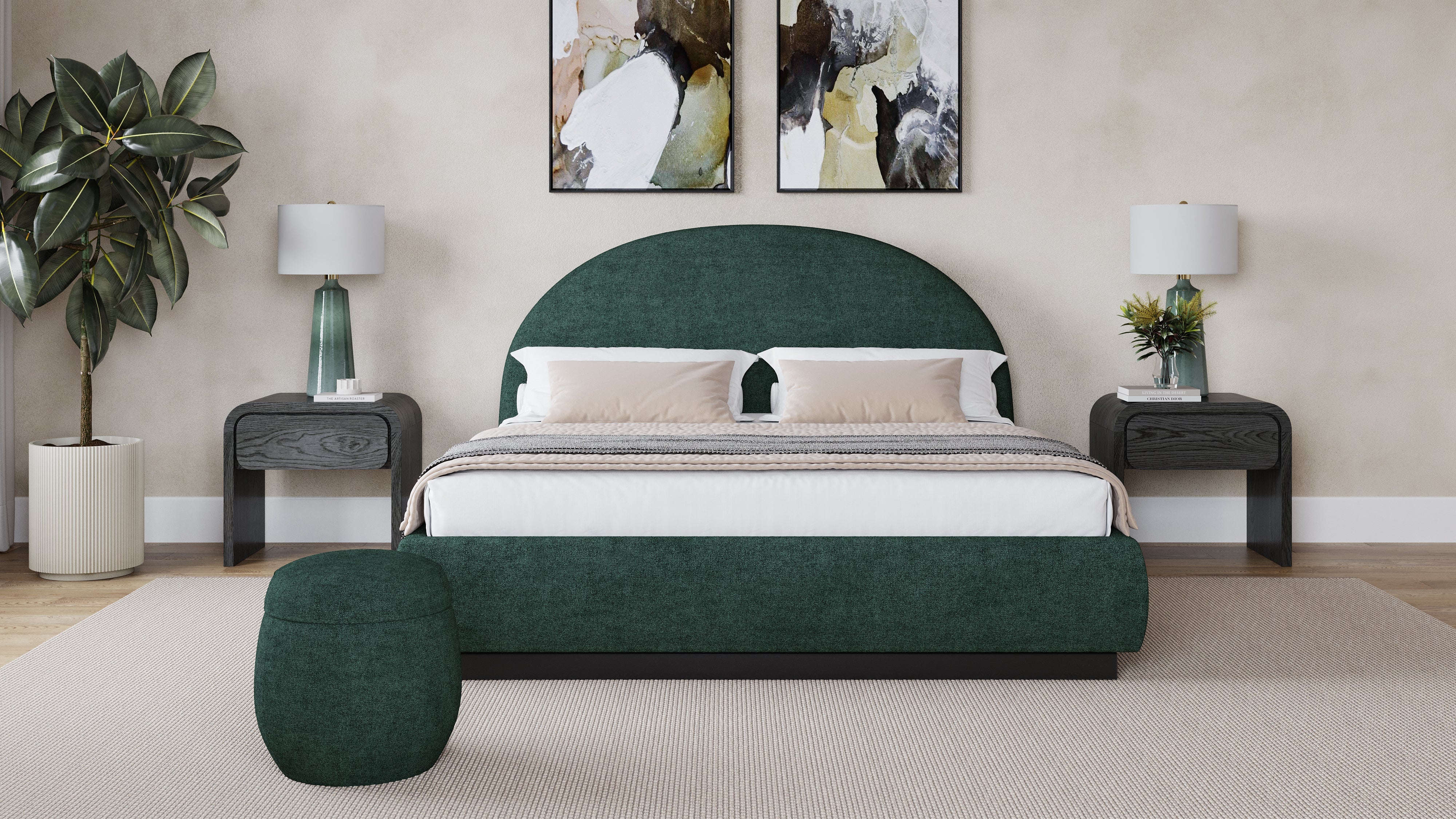 Flex Eastern King Upholstered Bed in Emerald Chenille - Image 2