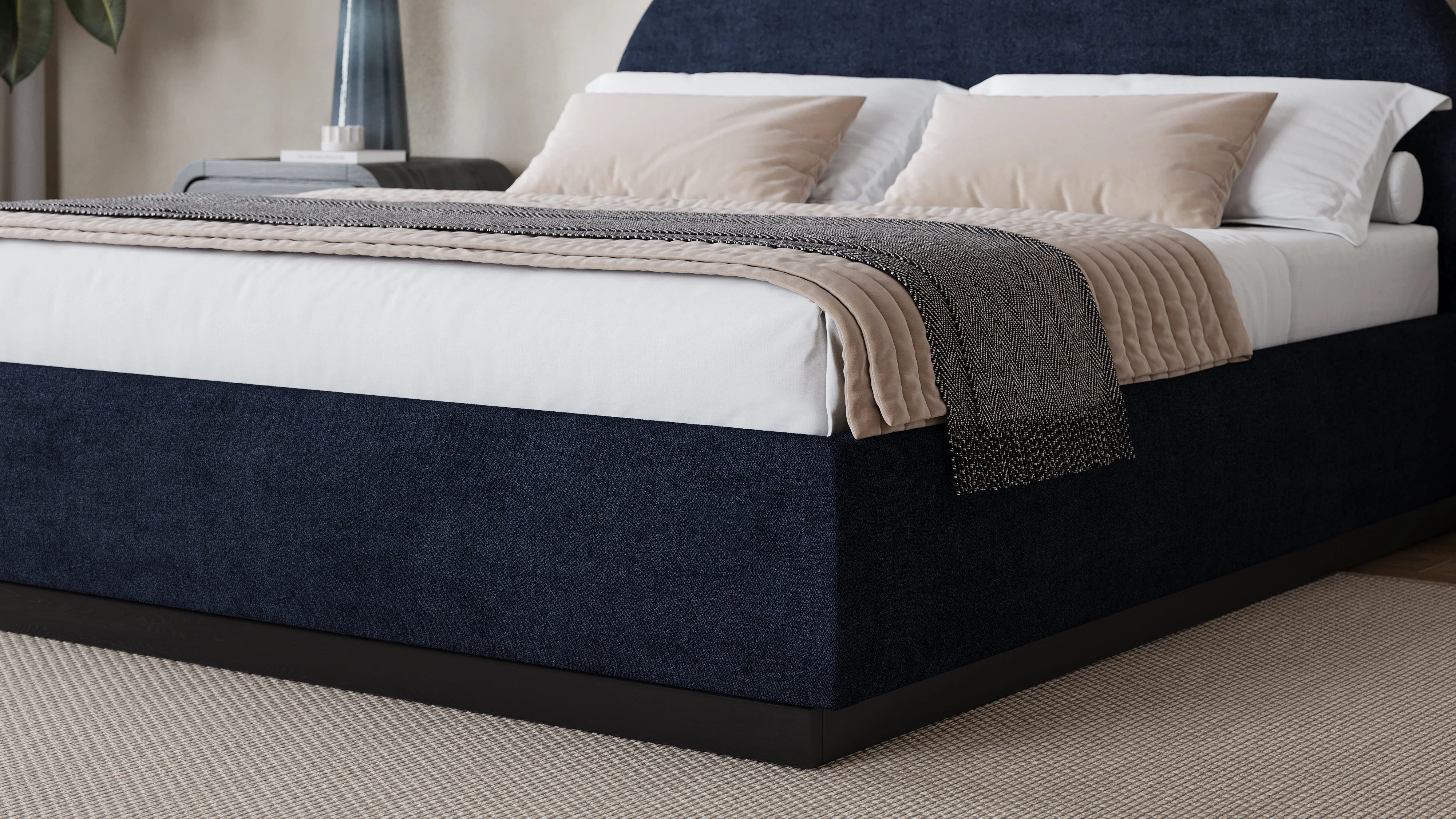 Flex Queen Upholstered Bed in Blue Jeans Chenille - Image 3