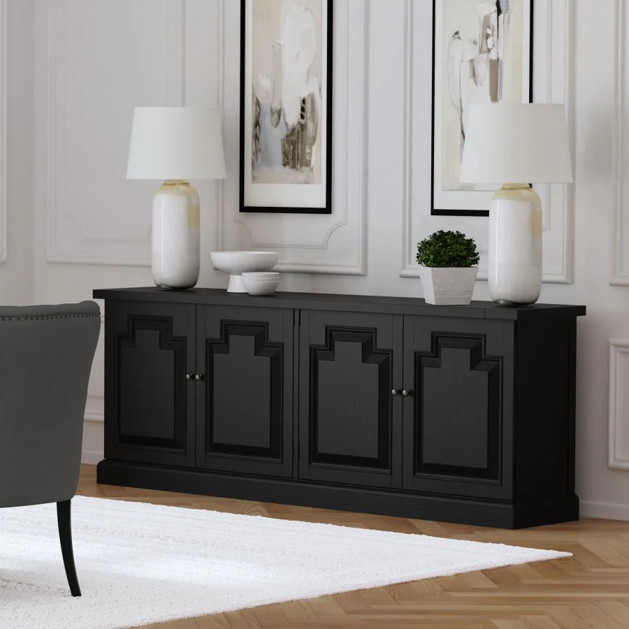 Florence Antique Black 4-door Dining Sideboard Buffet Cabinet