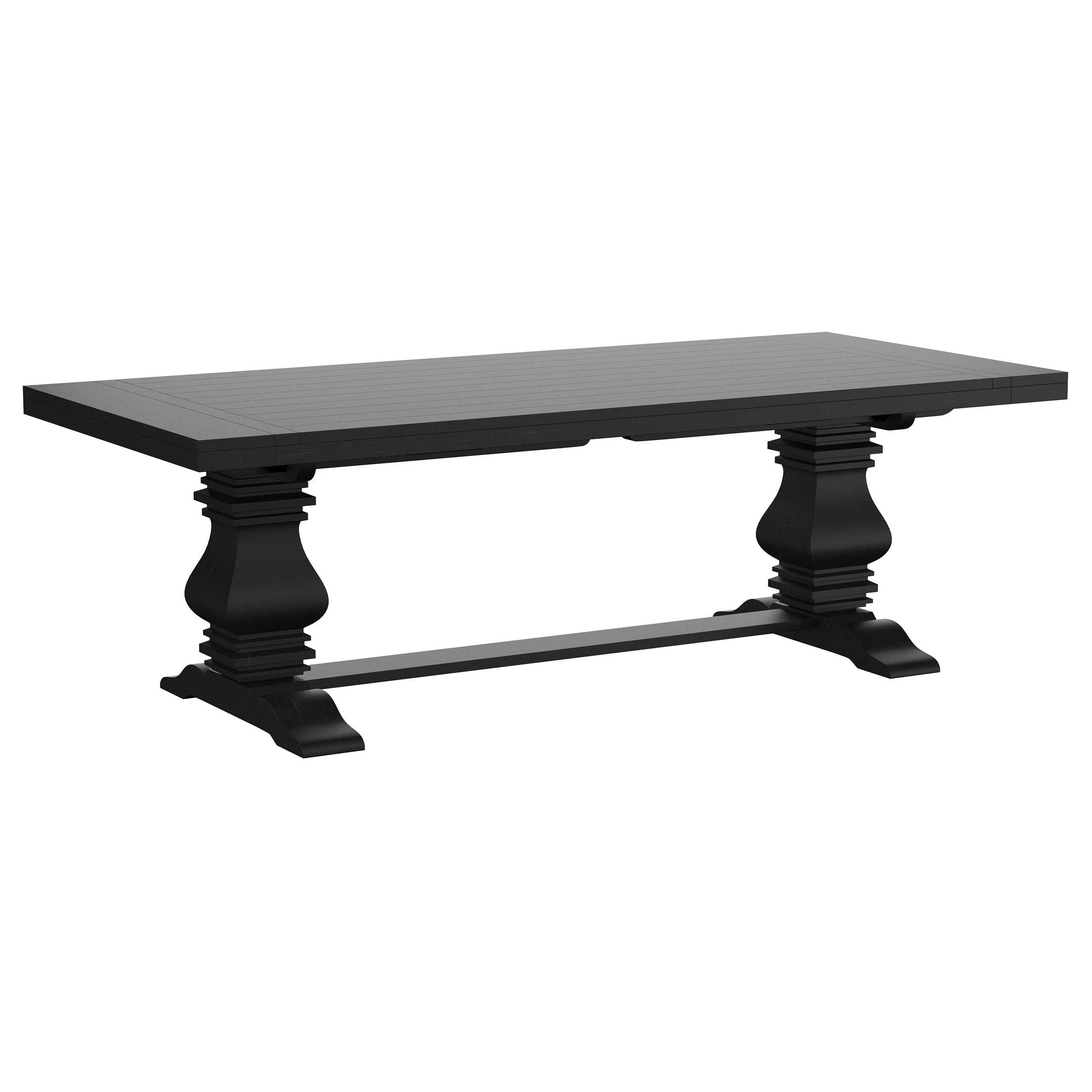 Florence Antique Black Rectangular Planked Wood Top Pedestal Dining Table - Image 2