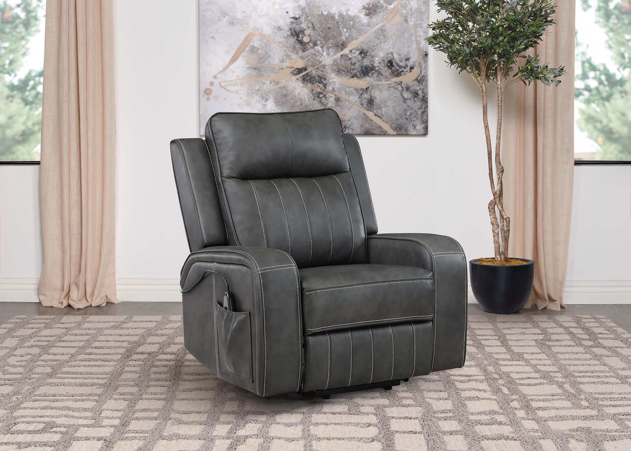 Foley Grey Upholstered Power Lift Recliner Chair