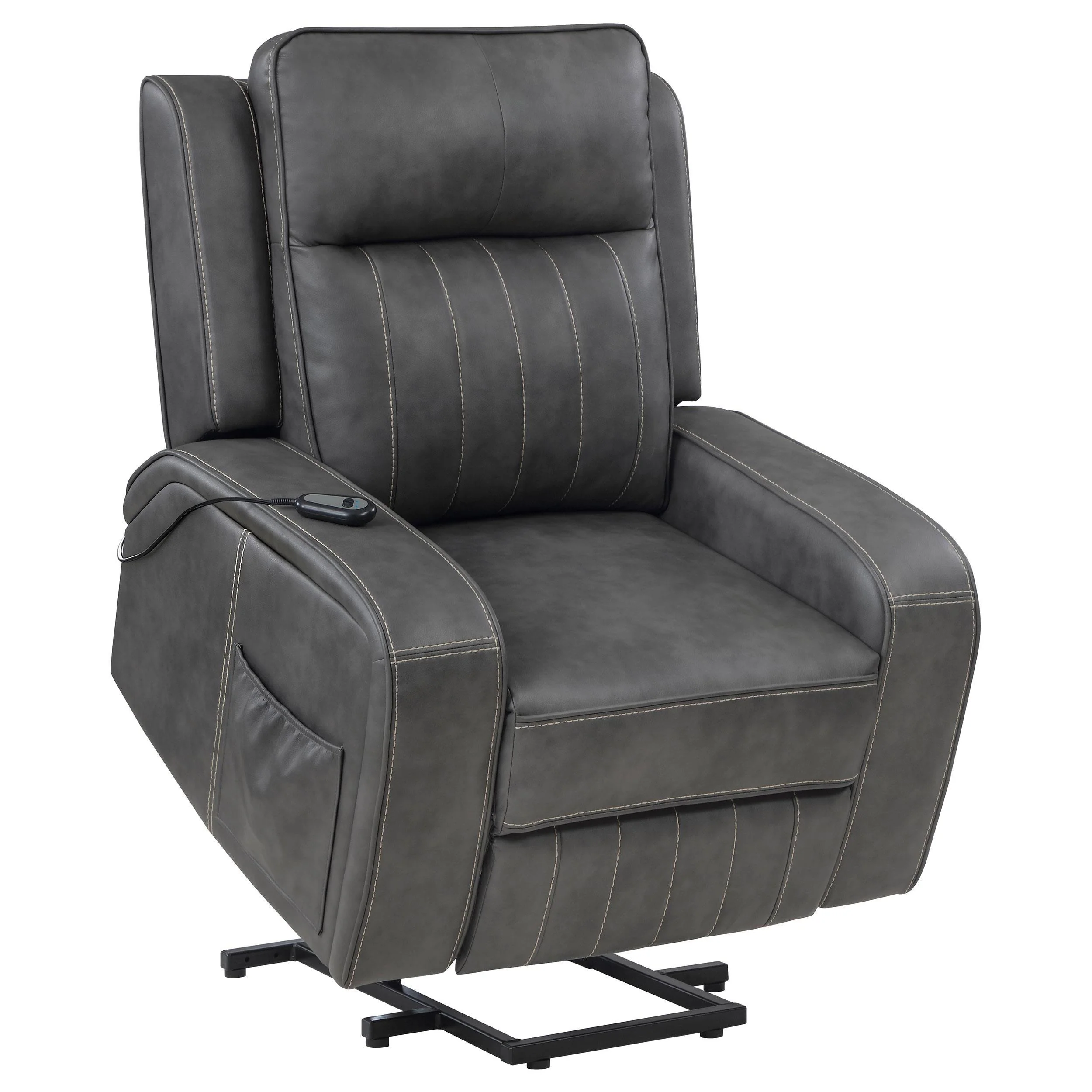 Foley Grey Upholstered Power Lift Recliner Chair - Image 5