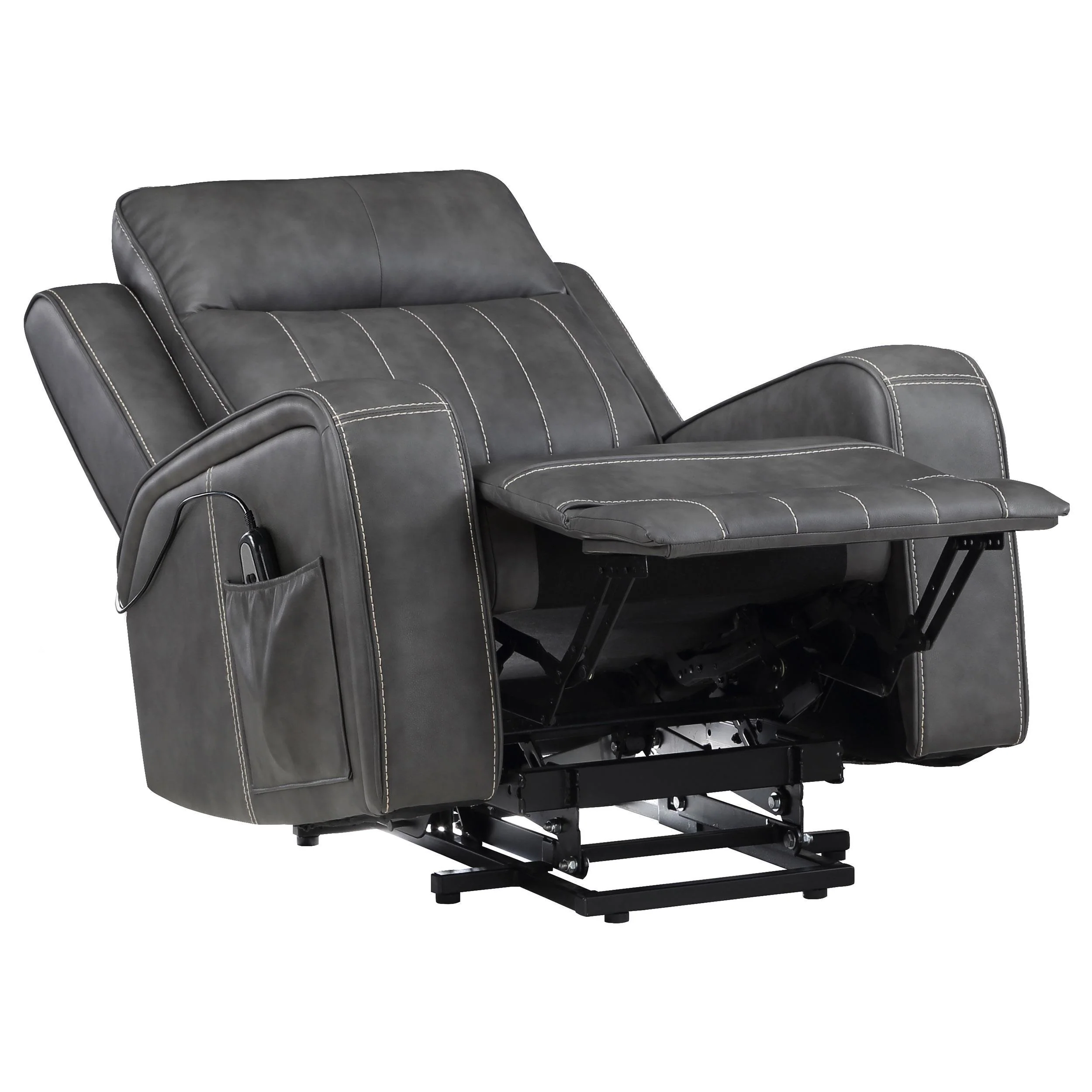 Foley Grey Upholstered Power Lift Recliner Chair - Image 6