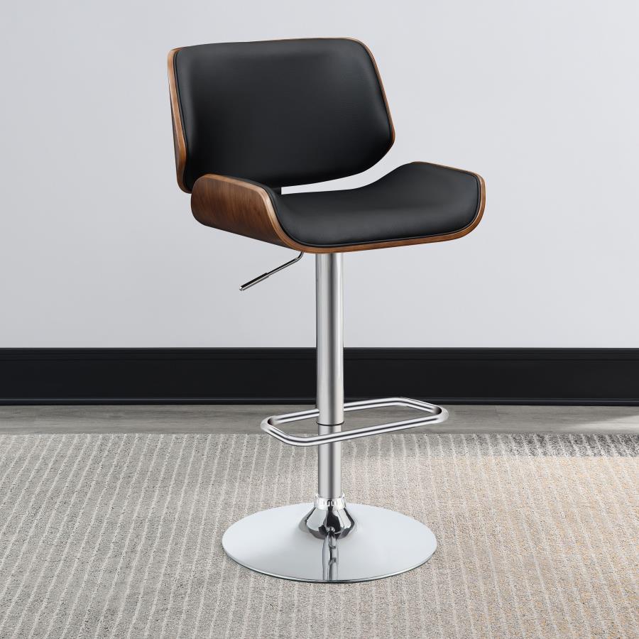 Folsom Black/Chrome Upholstered Adjustable Bar Stool