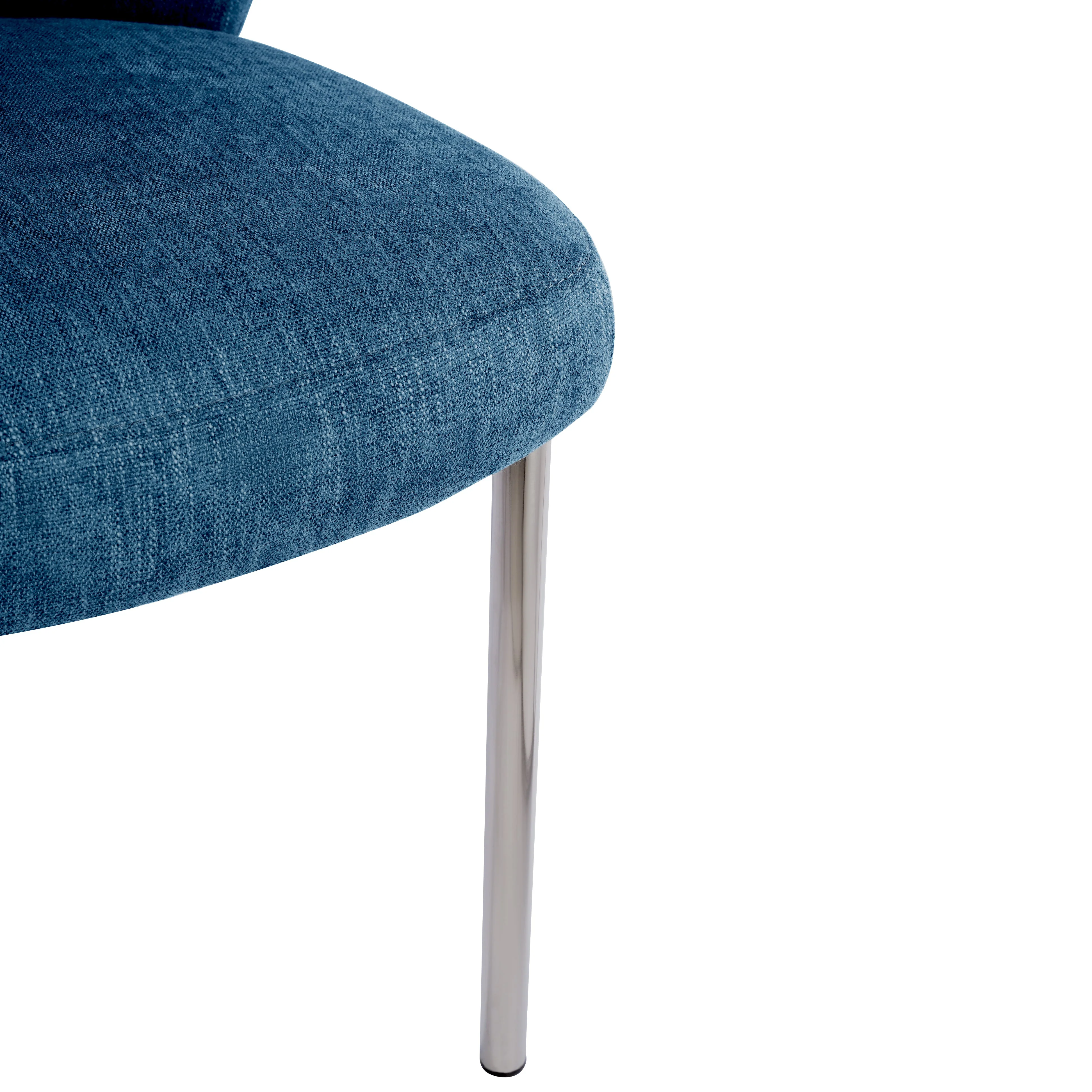 Fomo Chenille-upholstered Stainless Steel Base Dining Chair in Azure (Set of 2) - Image 6