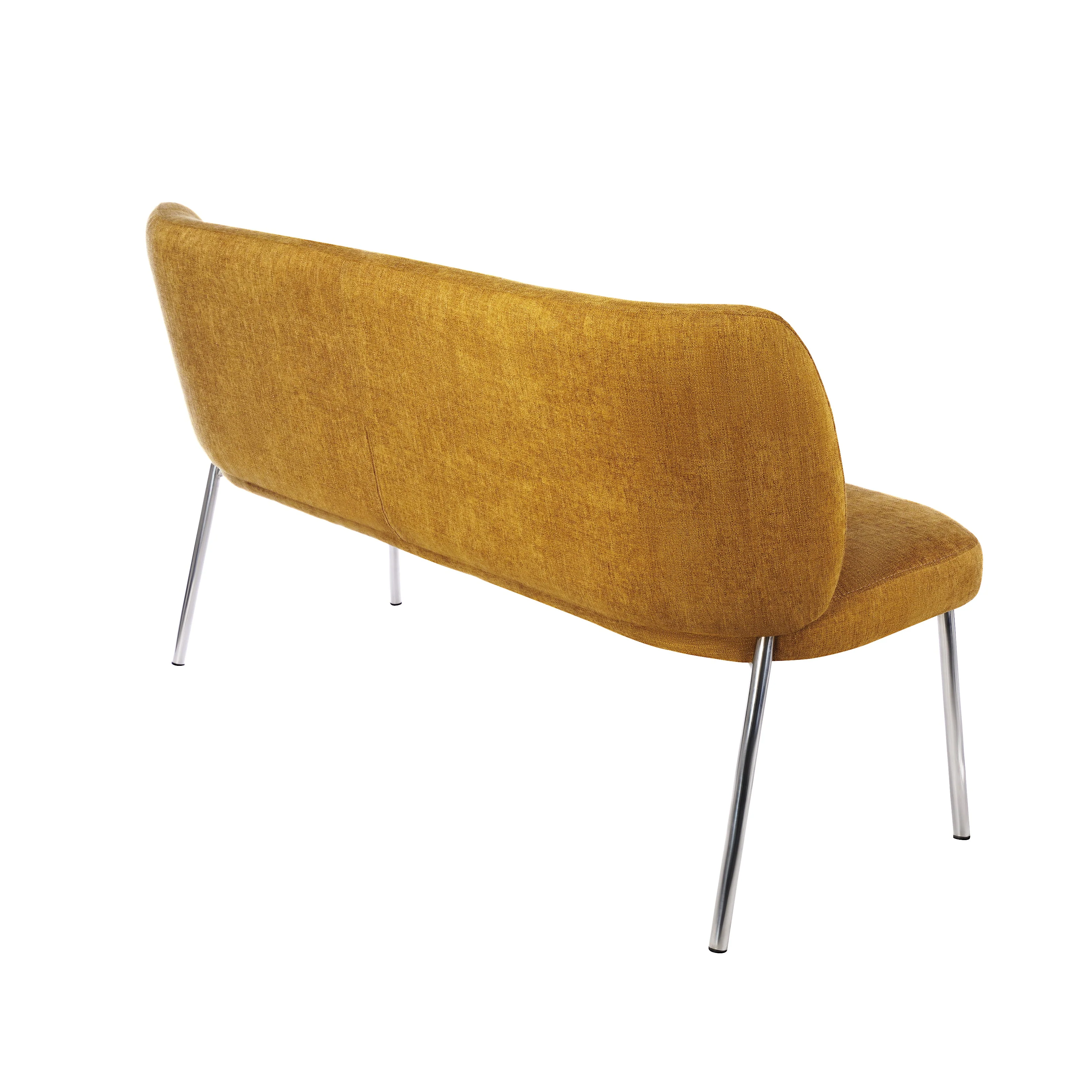 Fomo Chenille-upholstered Stainless Steel Base Settee in Pineapple - Image 3