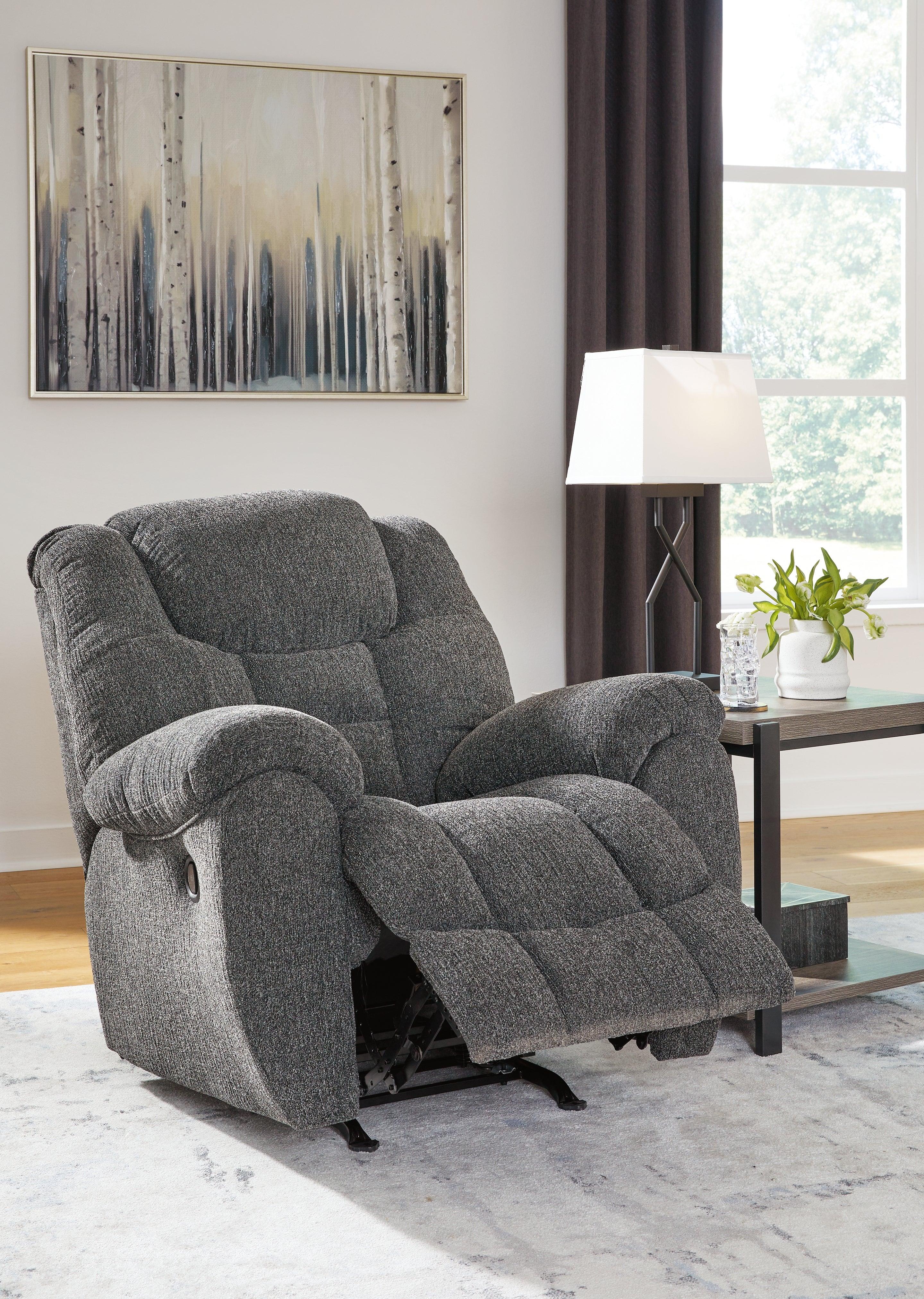 Foreside Charcoal Performance Fabric Manual Rocker Recliner - Image 2